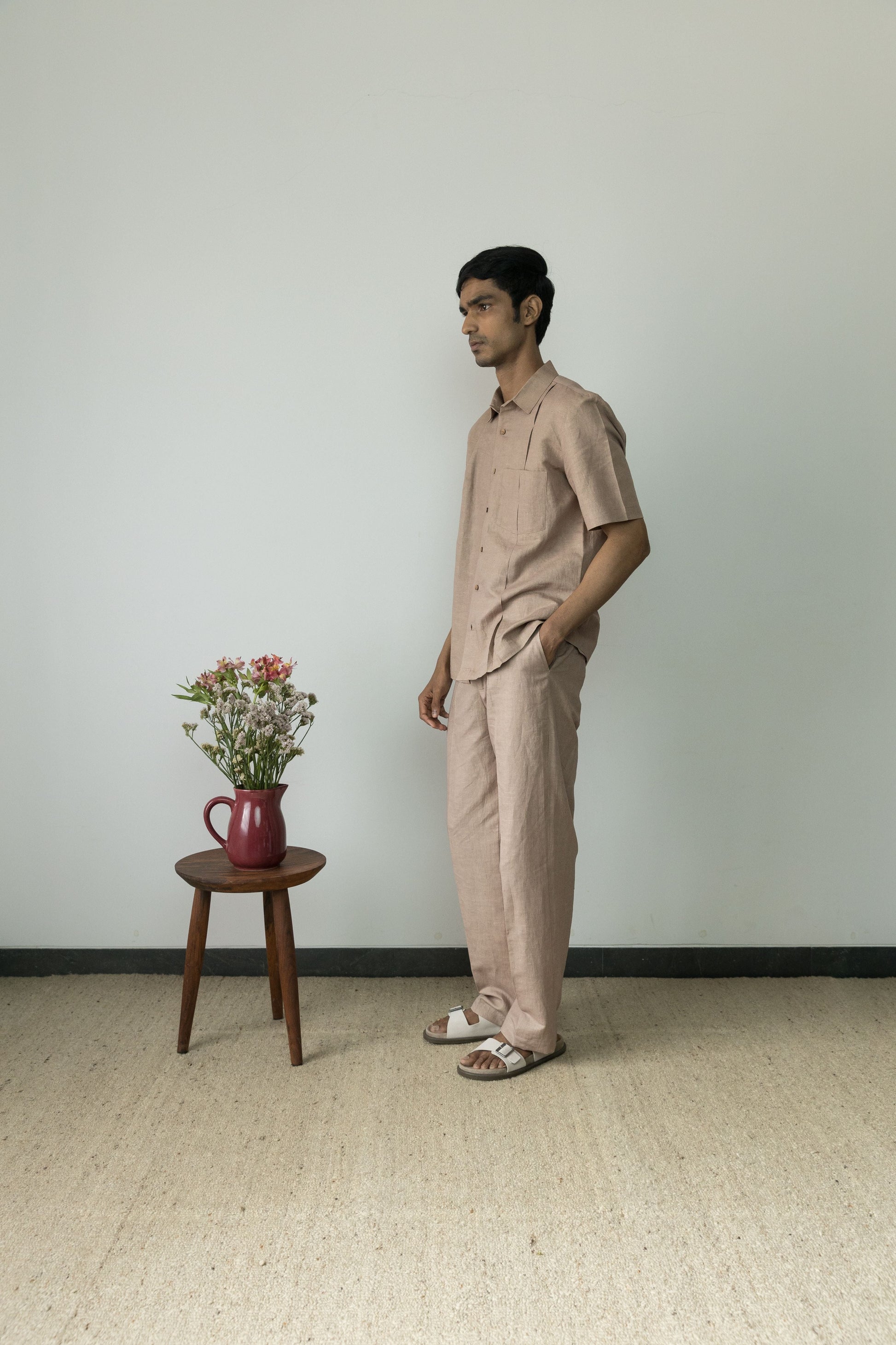 Cotton Solid Pants at Kamakhyaa by Anushé Pirani. This item is Beige, Casual Wear, Cotton, Cotton Hemp, For Him, Handwoven, Hemp, Mens Bottom, Menswear, Pants, Regular Fit, Shibumi Collection, Solids