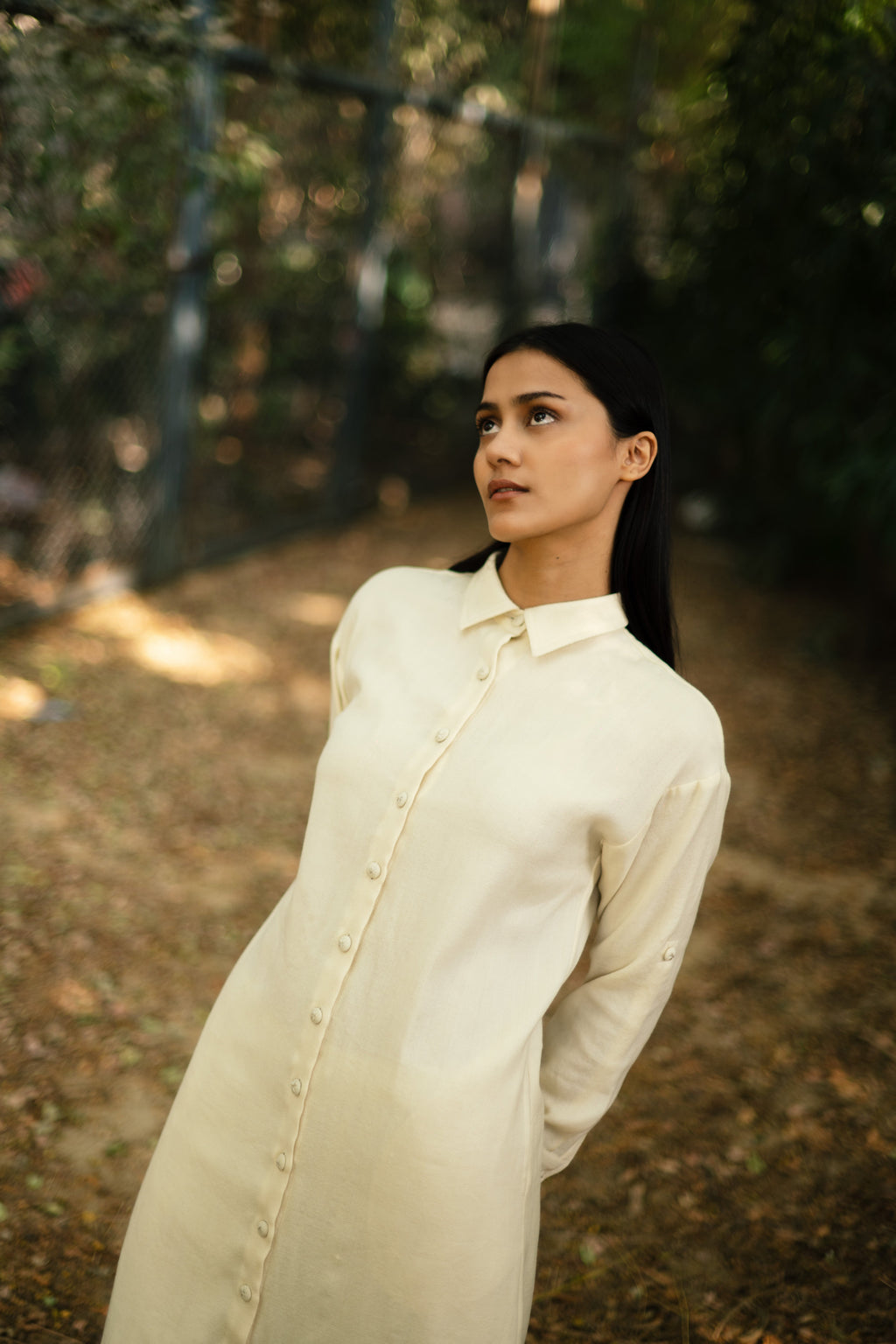 Cream White Merino Wool Coord Set Dalia at Kamakhyaa by Raas. This item is Cream, Merino Wool, Regular Fit, Uru by Raas, Winter WearOffice Wear Co-ords, Woven