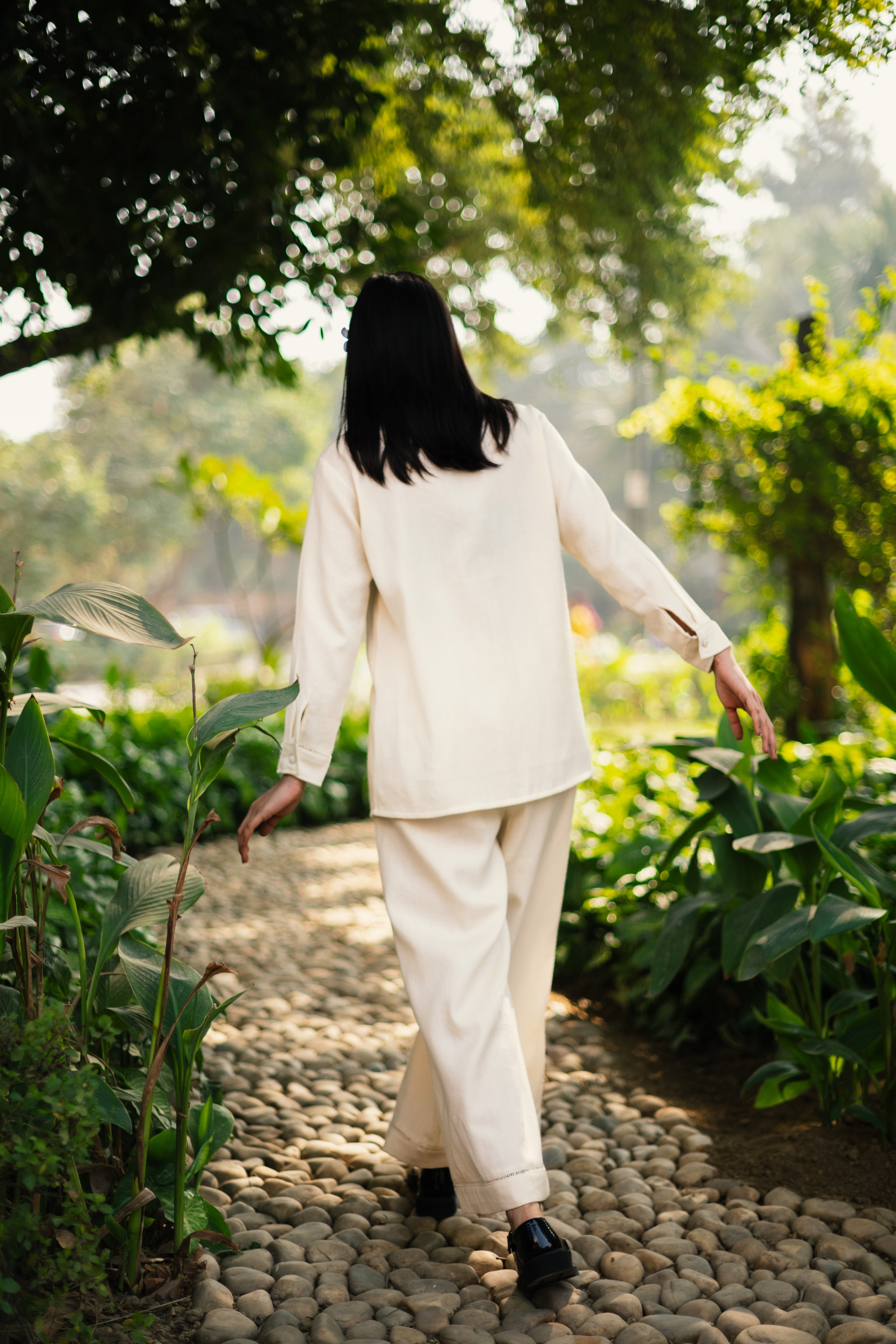 Cream White Merino Wool Coord Set Mahonia at Kamakhyaa by Raas. This item is Cream, Merino Wool, Regular Fit, Uru by Raas, Winter WearOffice Wear Co-ords, Woven