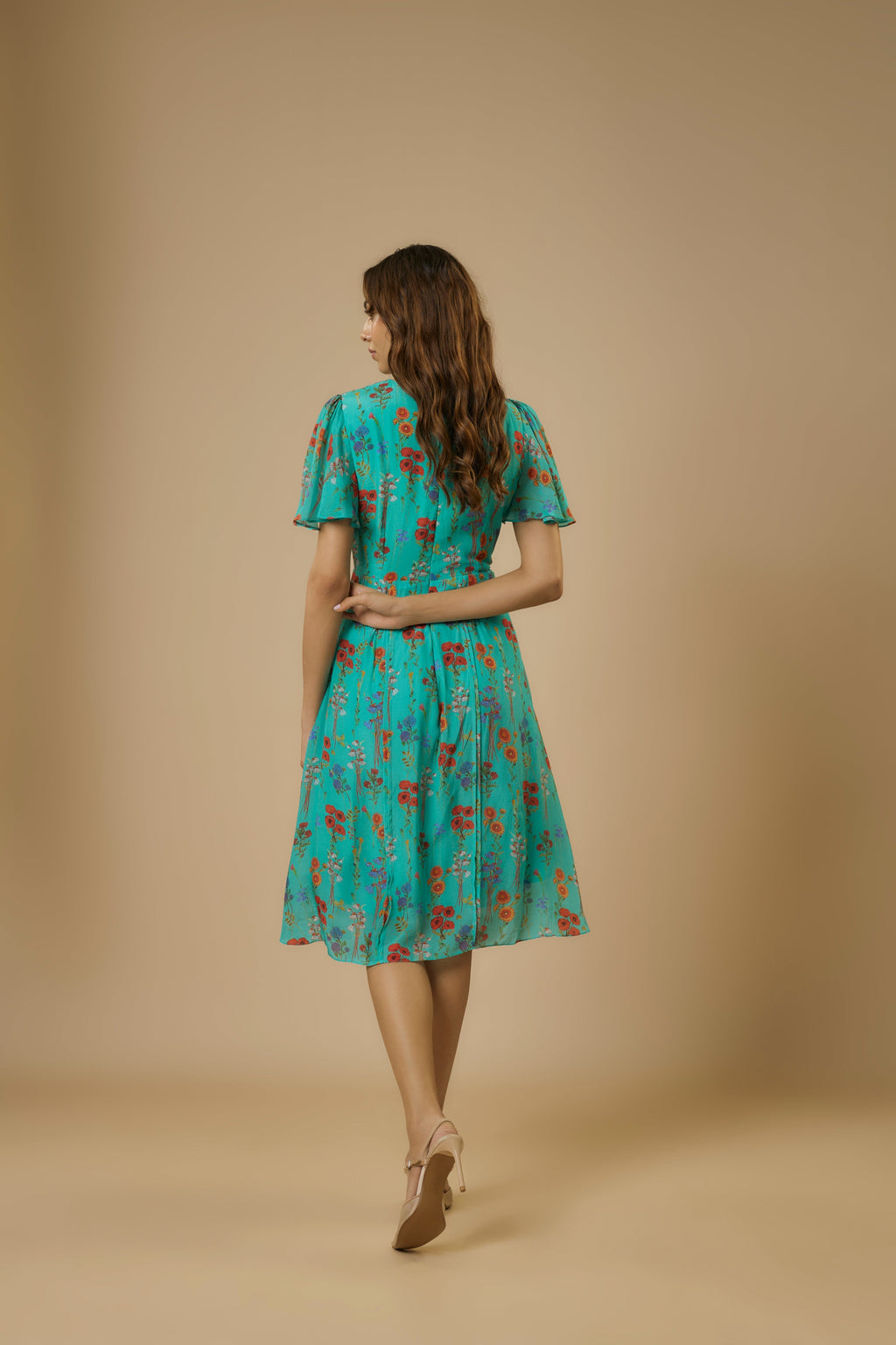 Crepe Blue Knot Dress at Kamakhyaa by Ewoke. This item is blue dress, Blue Printed Dress, Crepe, fit and flare, knot dress, Missing image, Nostalgia's Thread by Ewoke, printed dress, Under $150