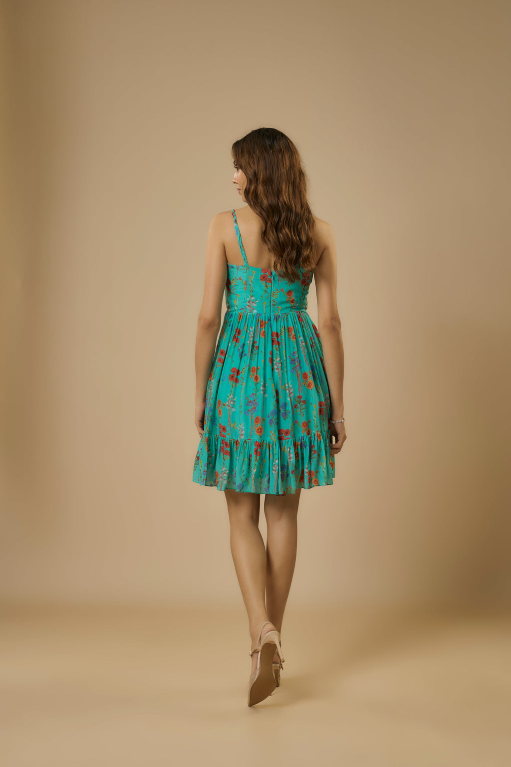 Crepe Blue Mini Dress at Kamakhyaa by Ewoke. This item is blue dress, Crepe, fit and flare dress, Floral, Holiday wear, Missing image, Nostalgia's Thread by Ewoke, printed dress, printed mini dress, Under $150