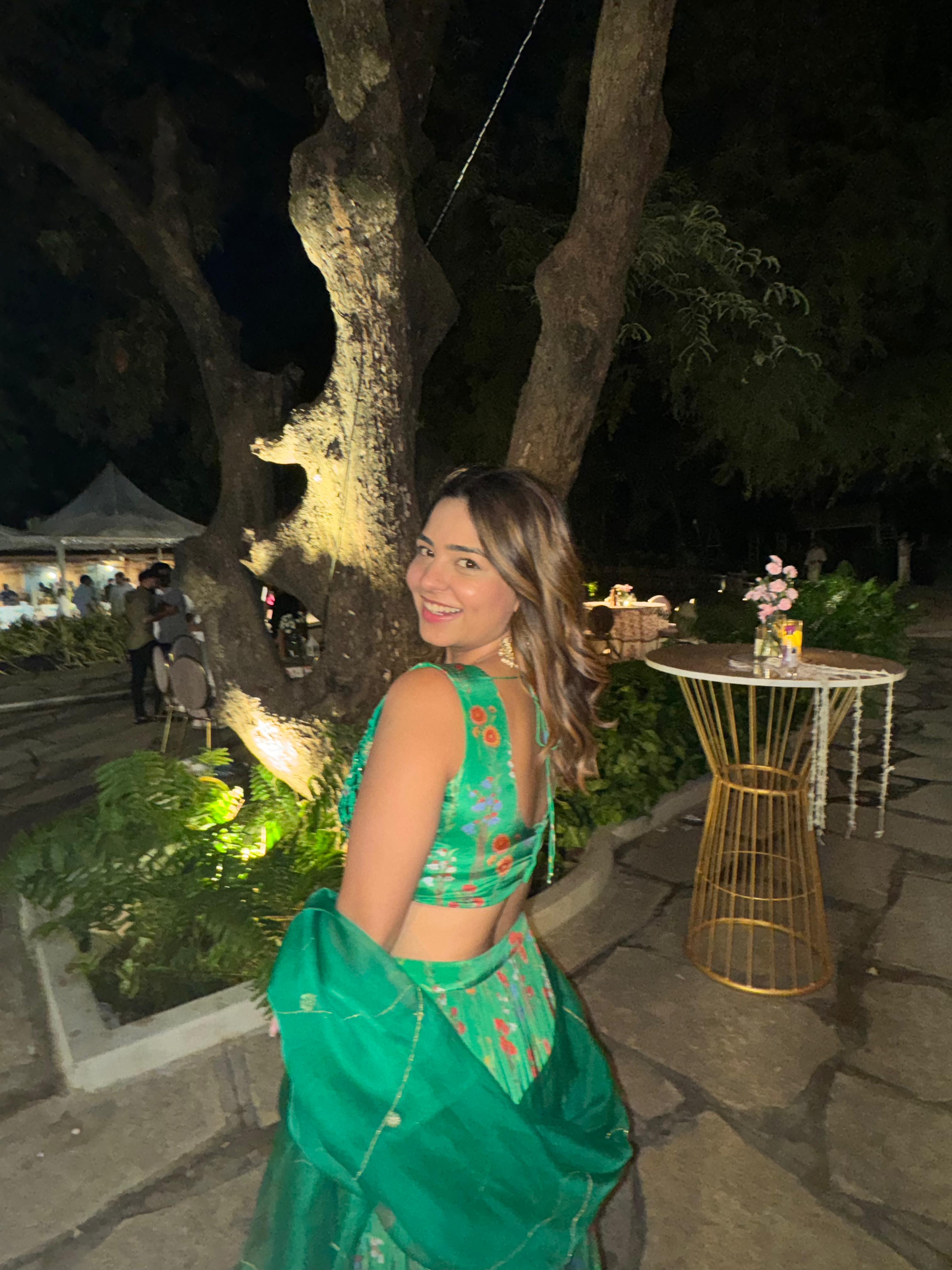 Crepe Green Printed Lehenga at Kamakhyaa by Ewoke. This item is 3 pc lehenga set, Crepe, destination wedding lehengas, embroidered lehengas, festive lehengas, Green, Lehenga set, Nostalgia's Thread by Ewoke, printed lehenga