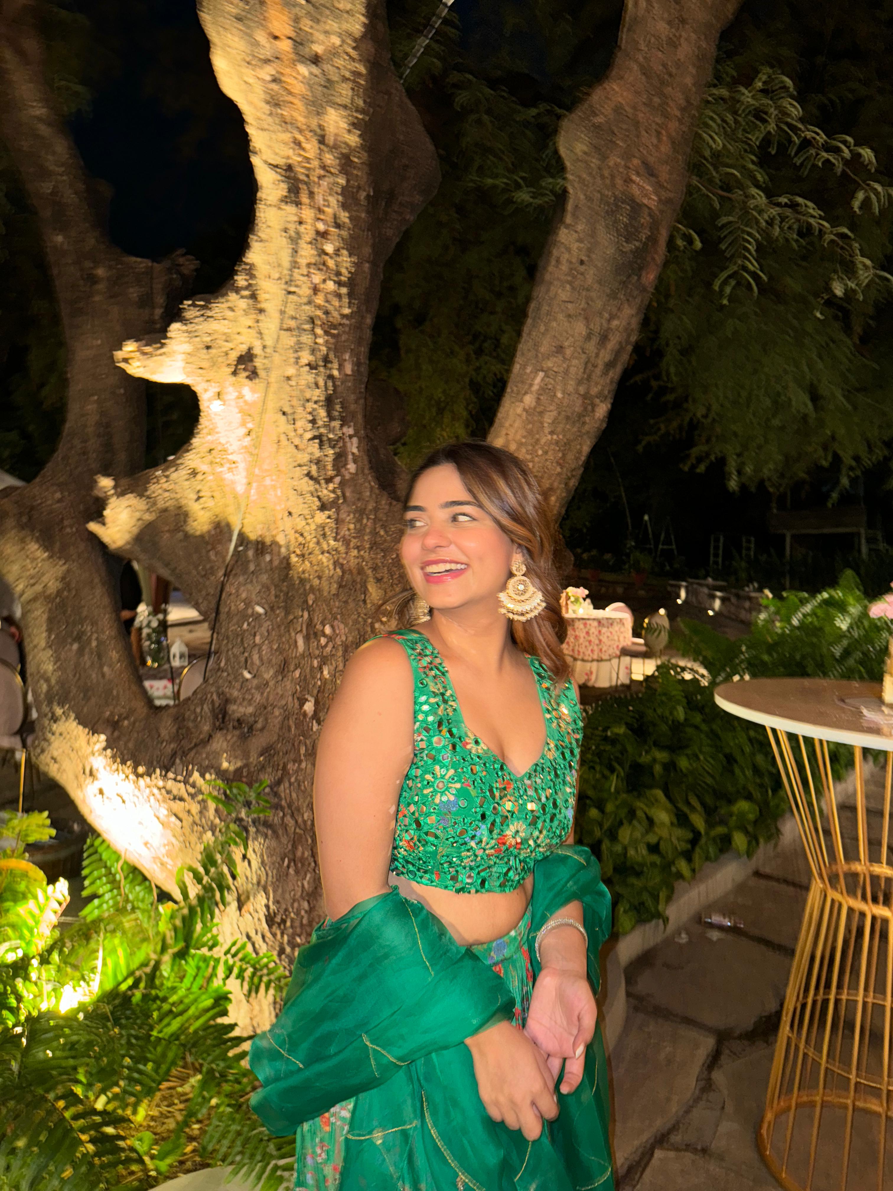 Crepe Green Printed Lehenga at Kamakhyaa by Ewoke. This item is 3 pc lehenga set, Crepe, destination wedding lehengas, embroidered lehengas, festive lehengas, Green, Lehenga set, Nostalgia's Thread by Ewoke, printed lehenga