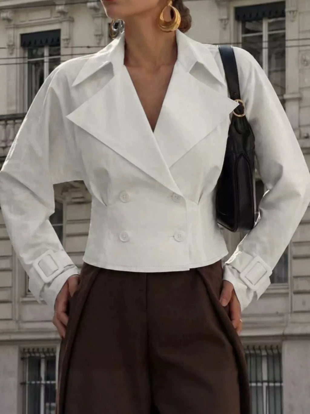 Cropped Double-Breasted Blazer at kamakhyaa.com by Trendsi. This item is OutdoorStyle, Ship From Overseas, Under $100