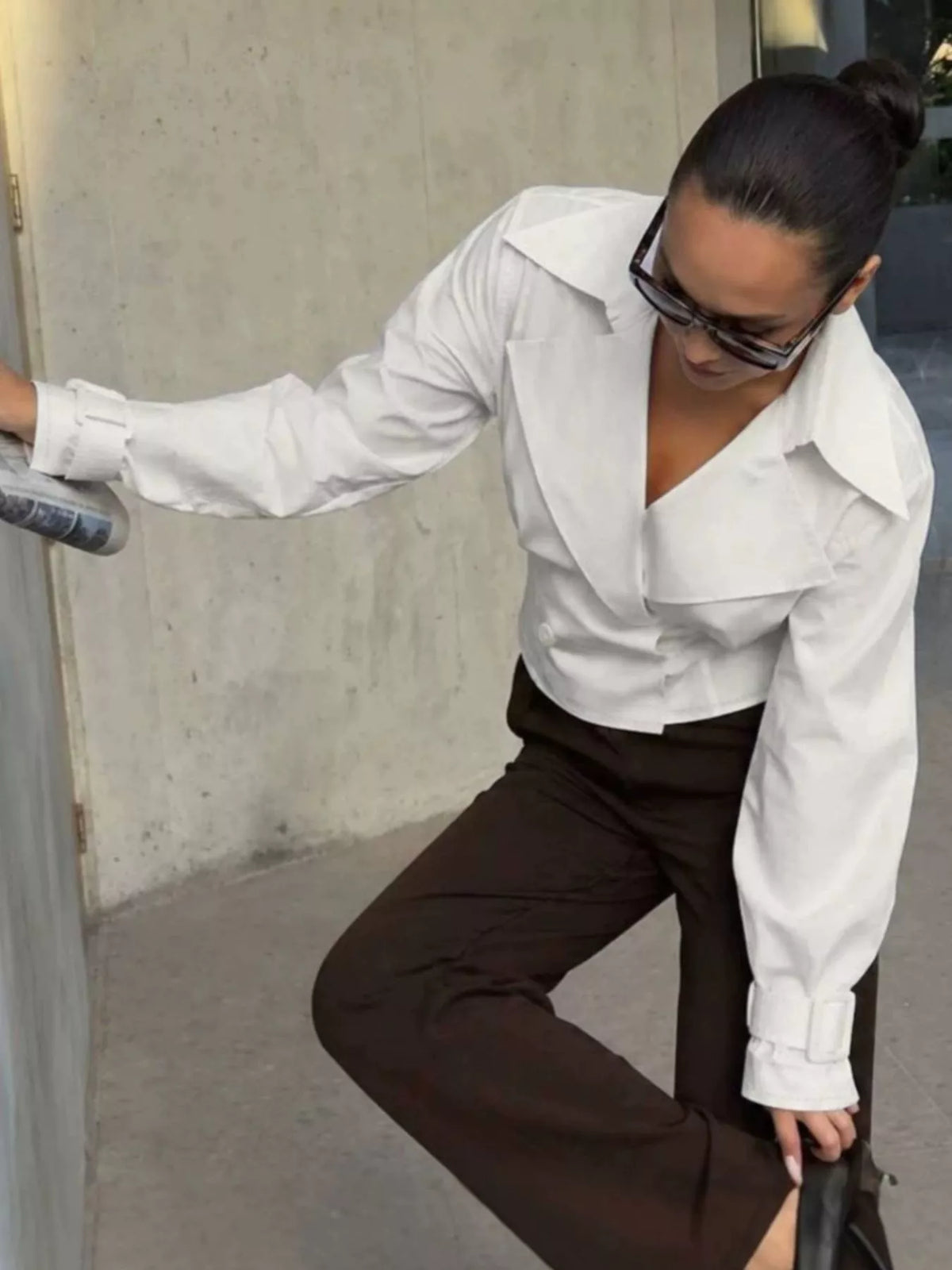 Cropped Double-Breasted Blazer at kamakhyaa.com by Trendsi. This item is OutdoorStyle, Ship From Overseas, Under $100