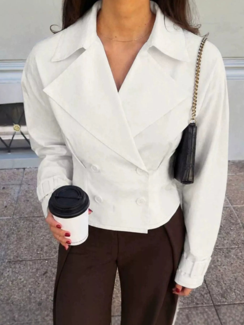 Cropped Double-Breasted Blazer at kamakhyaa.com by Trendsi. This item is OutdoorStyle, Ship From Overseas, Under $100