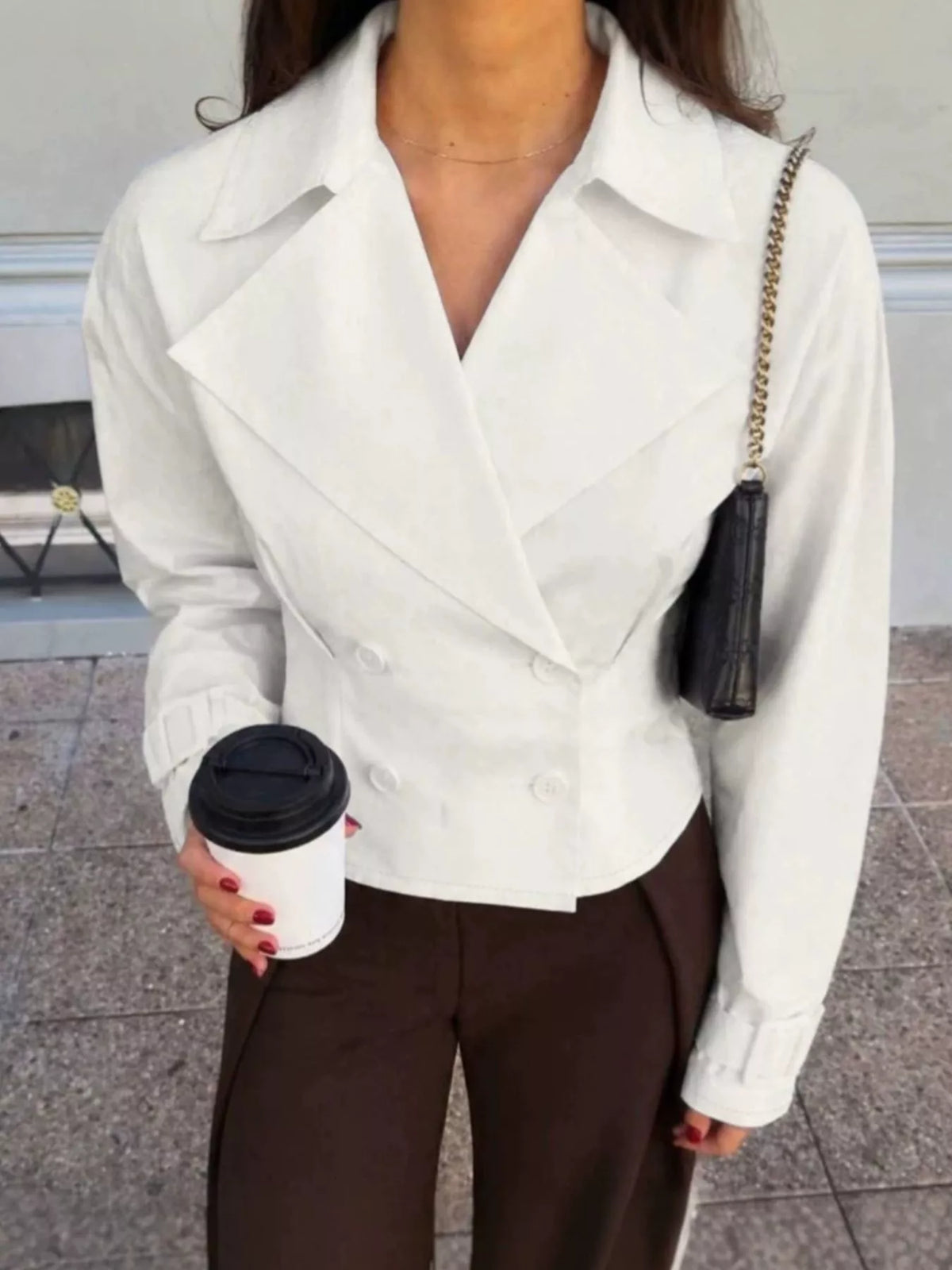 Cropped Double-Breasted Blazer at kamakhyaa.com by Trendsi. This item is OutdoorStyle, Ship From Overseas, Under $100