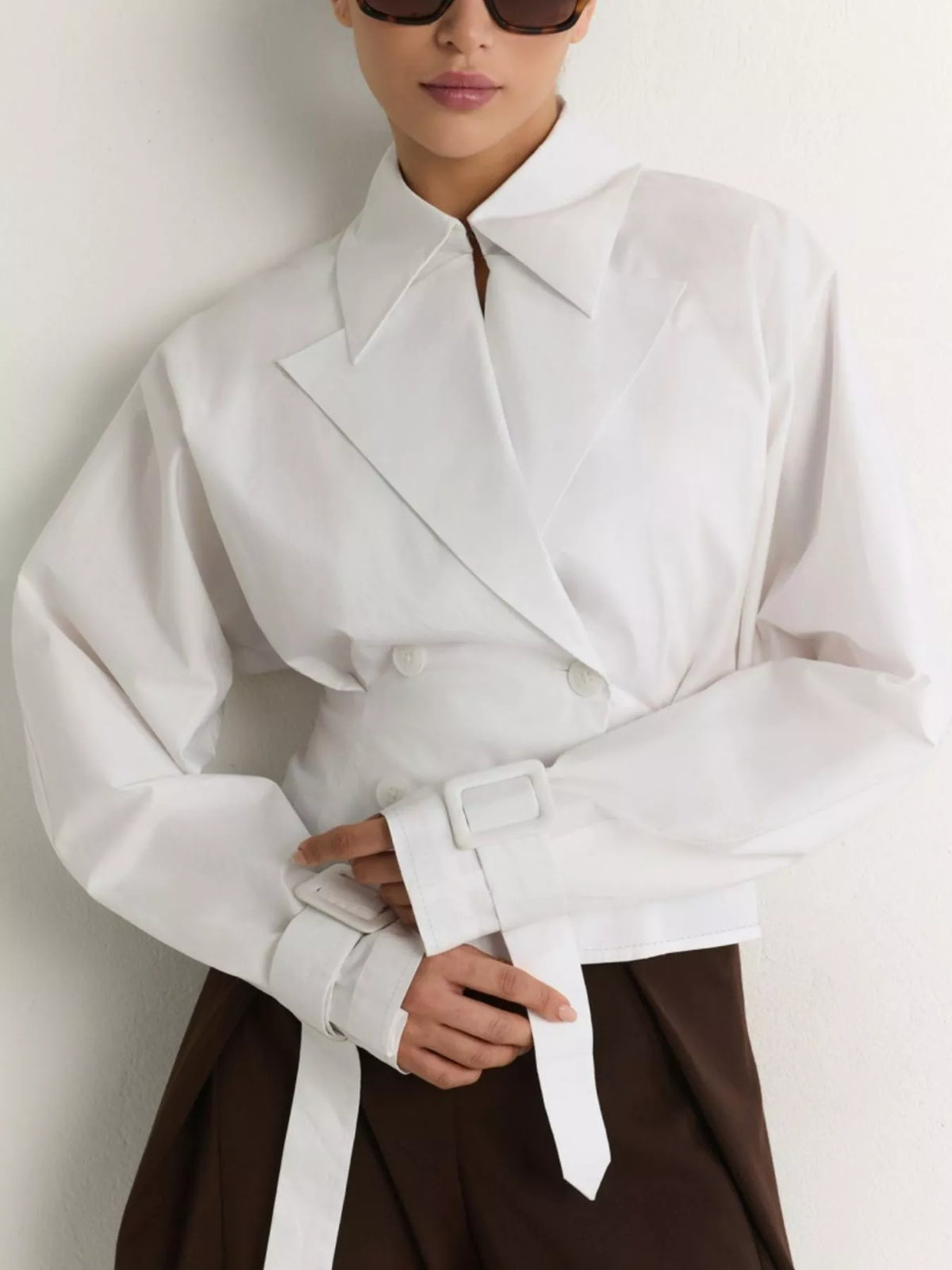 Cropped Double-Breasted Blazer at kamakhyaa.com by Trendsi. This item is OutdoorStyle, Ship From Overseas, Under $100