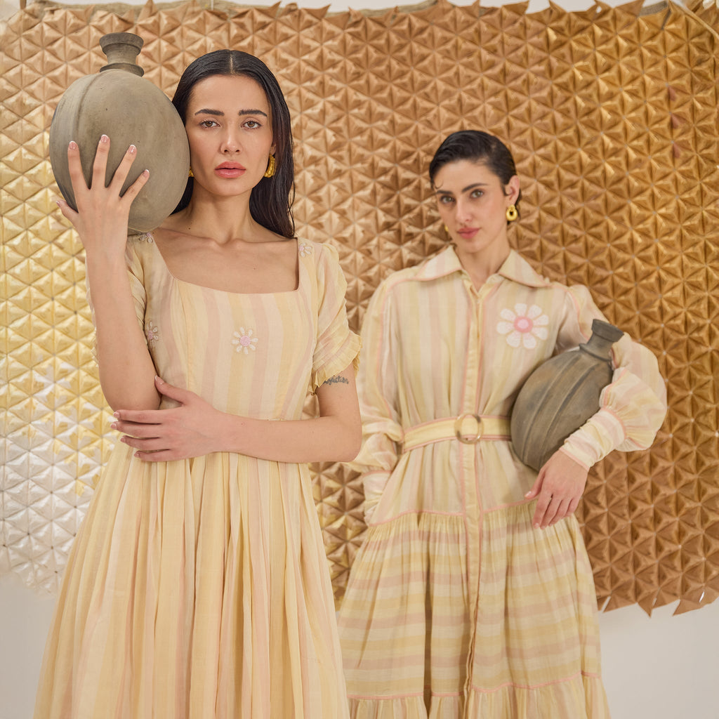 Daisy Breeze at Kamakhyaa by The Loom Art. This item is Fluer De Code by The Loom Art, French Knots, Handwoven Cotton Silk, Pink