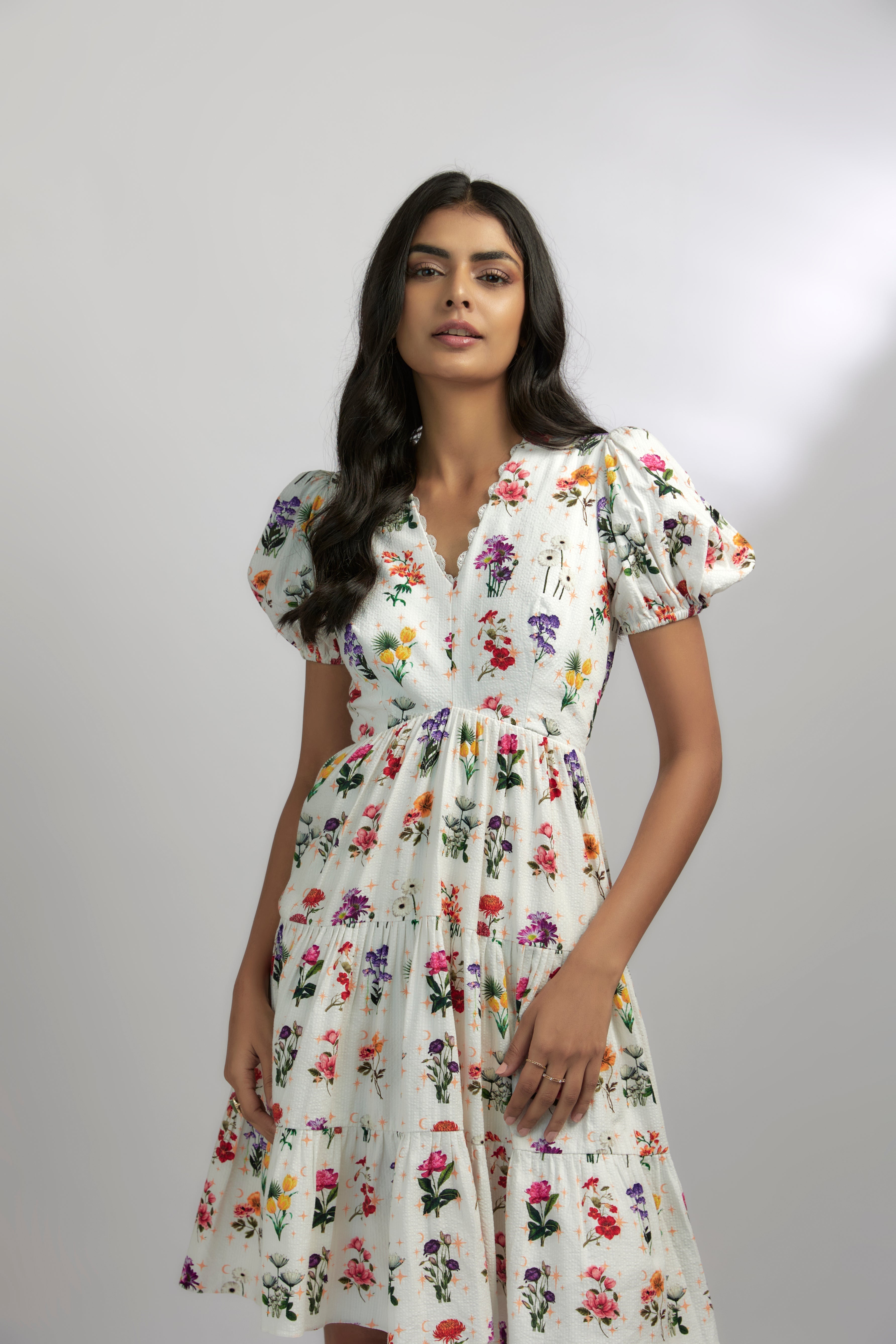 Daisy Dress at Kamakhyaa by Ewoke. This item is Nostalgia's Thread by Ewoke, printed dress, short dress, summer dress, Under $150, white dress, white short dress