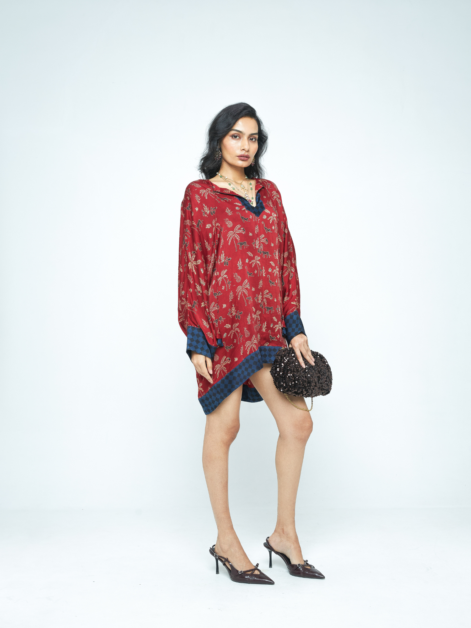 Dolman Sleeve Tunic at Kamakhyaa by Anushé Pirani. This item is Bloom After Dark by Anushe Pirani, Midnight Blueprint, Tops & Shirts, Woman co-ord sets, Womenswear