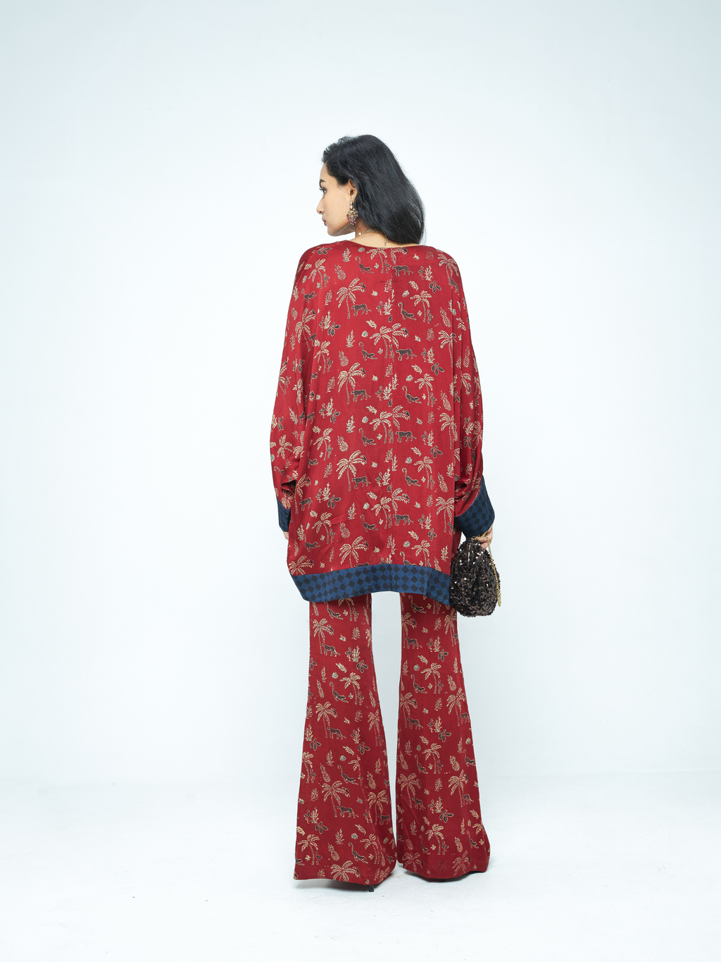 Dolman Sleeve Tunic at Kamakhyaa by Anushé Pirani. This item is Bloom After Dark by Anushe Pirani, Midnight Blueprint, Tops & Shirts, Woman co-ord sets, Womenswear