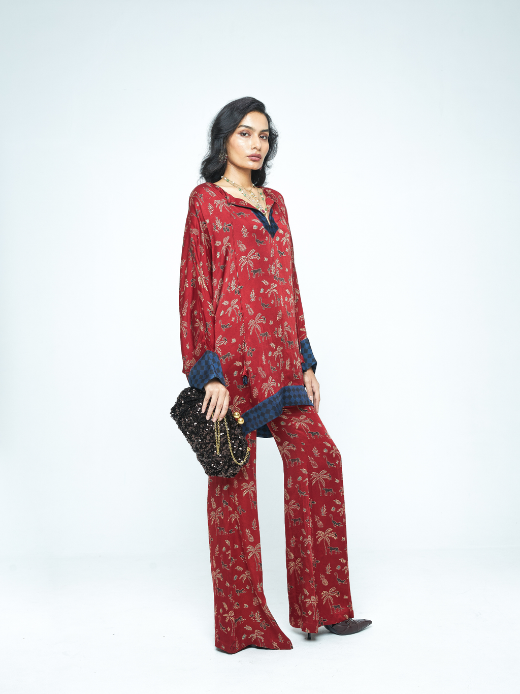 Dolman Sleeve Tunic at Kamakhyaa by Anushé Pirani. This item is Bloom After Dark by Anushe Pirani, Midnight Blueprint, Tops & Shirts, Woman co-ord sets, Womenswear