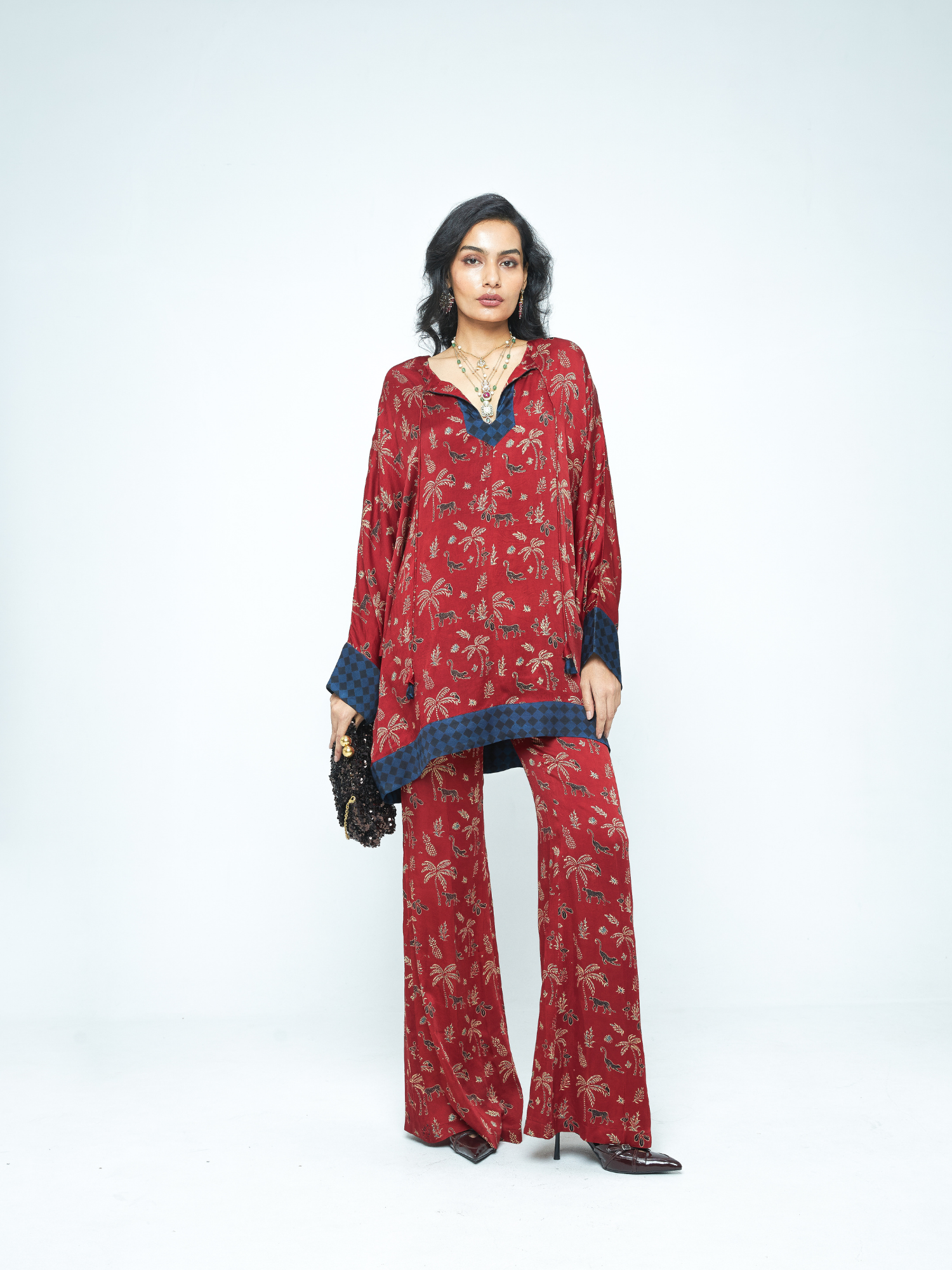 Dolman Sleeve Tunic at Kamakhyaa by Anushé Pirani. This item is Bloom After Dark by Anushe Pirani, Midnight Blueprint, Tops & Shirts, Woman co-ord sets, Womenswear