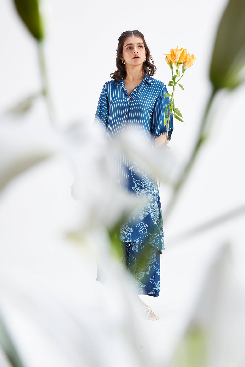 Easha Indigo Floral Printed Modal kurta set at Kamakhyaa by Hasttvam. This item is Ete by Hasttvam, Floral Prints, Fusion Wear, Hand Printed, Indigo, Modal, Womenswear