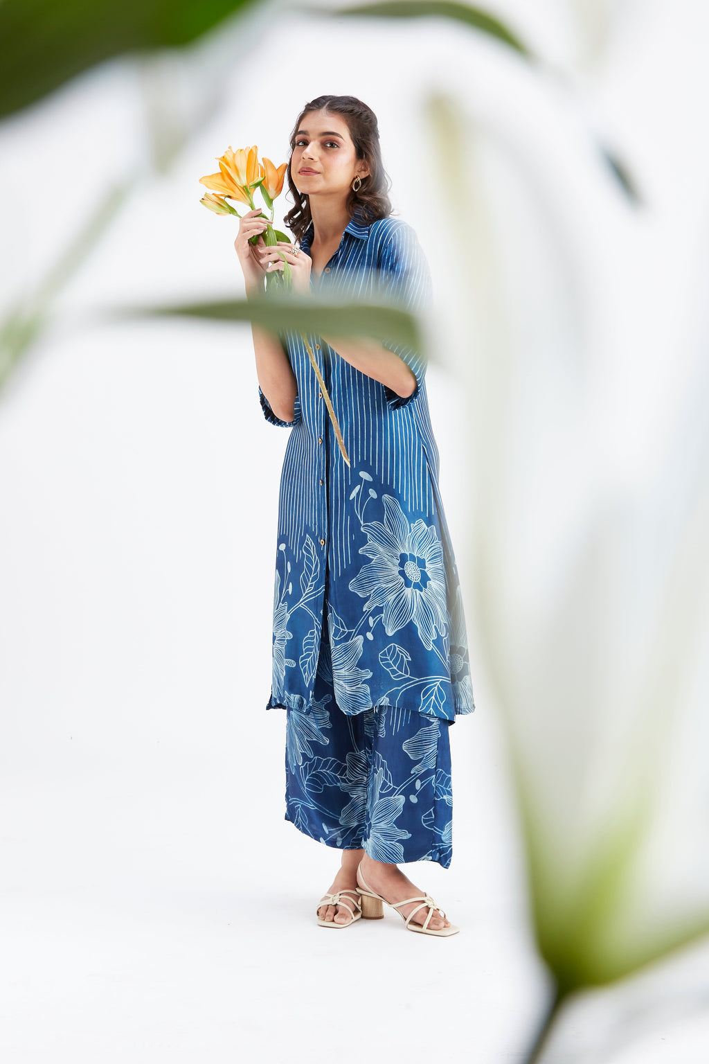 Easha Indigo Floral Printed Modal kurta set at Kamakhyaa by Hasttvam. This item is Ete by Hasttvam, Floral Prints, Fusion Wear, Hand Printed, Indigo, Modal, Womenswear
