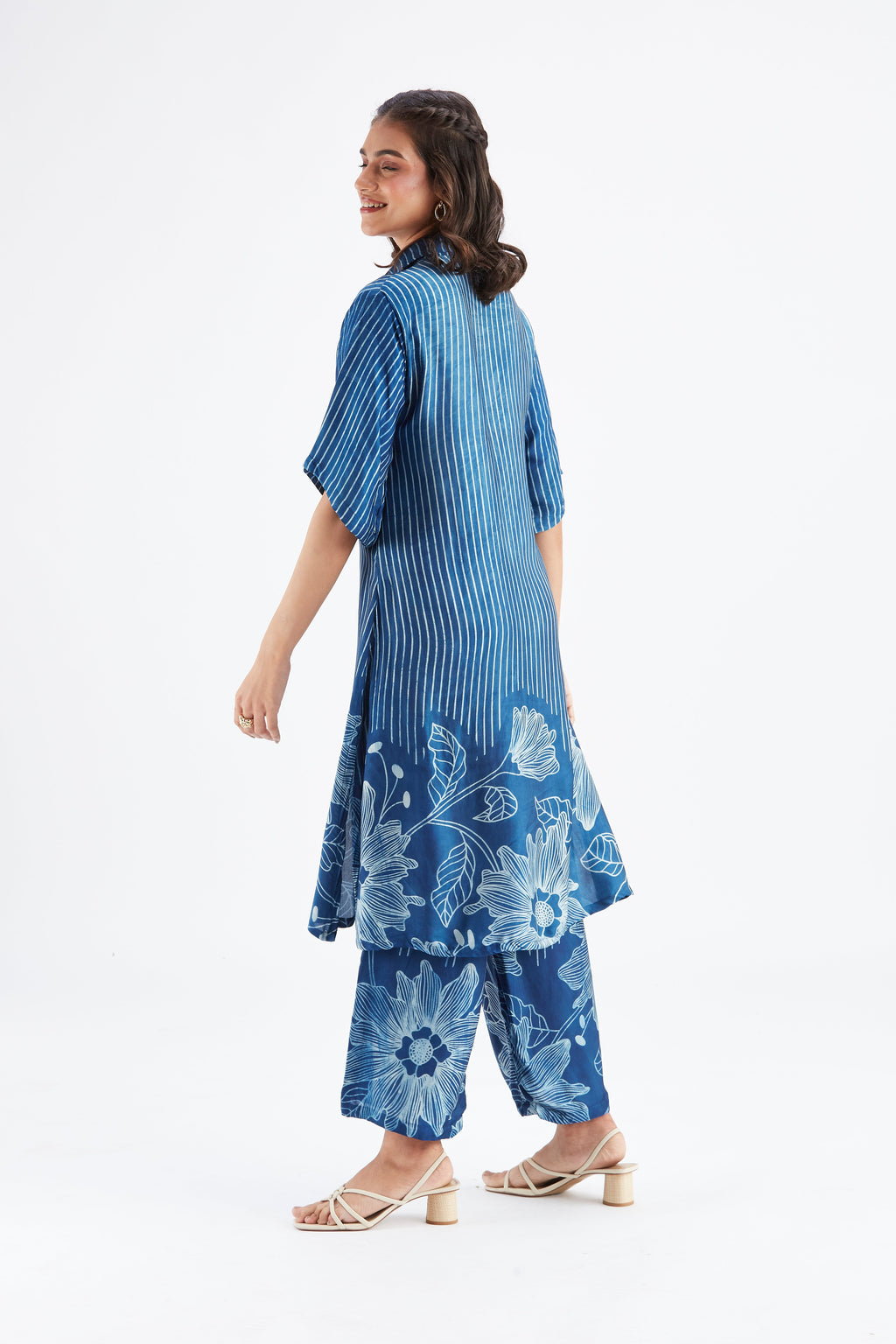 Easha Indigo Floral Printed Modal kurta set at Kamakhyaa by Hasttvam. This item is Ete by Hasttvam, Floral Prints, Fusion Wear, Hand Printed, Indigo, Modal, Womenswear