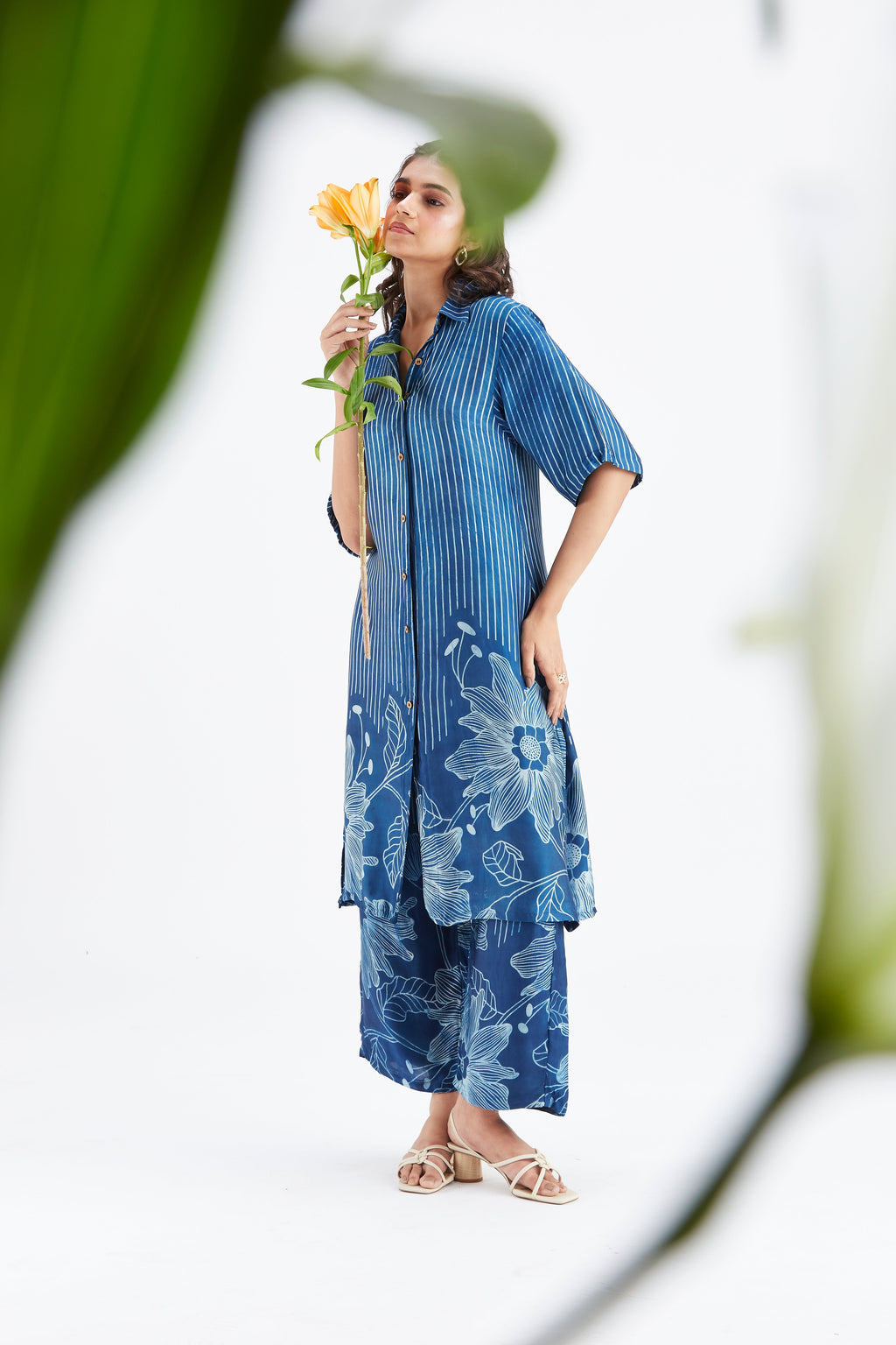 Easha Indigo Floral Printed Modal kurta set at Kamakhyaa by Hasttvam. This item is Ete by Hasttvam, Floral Prints, Fusion Wear, Hand Printed, Indigo, Modal, Womenswear