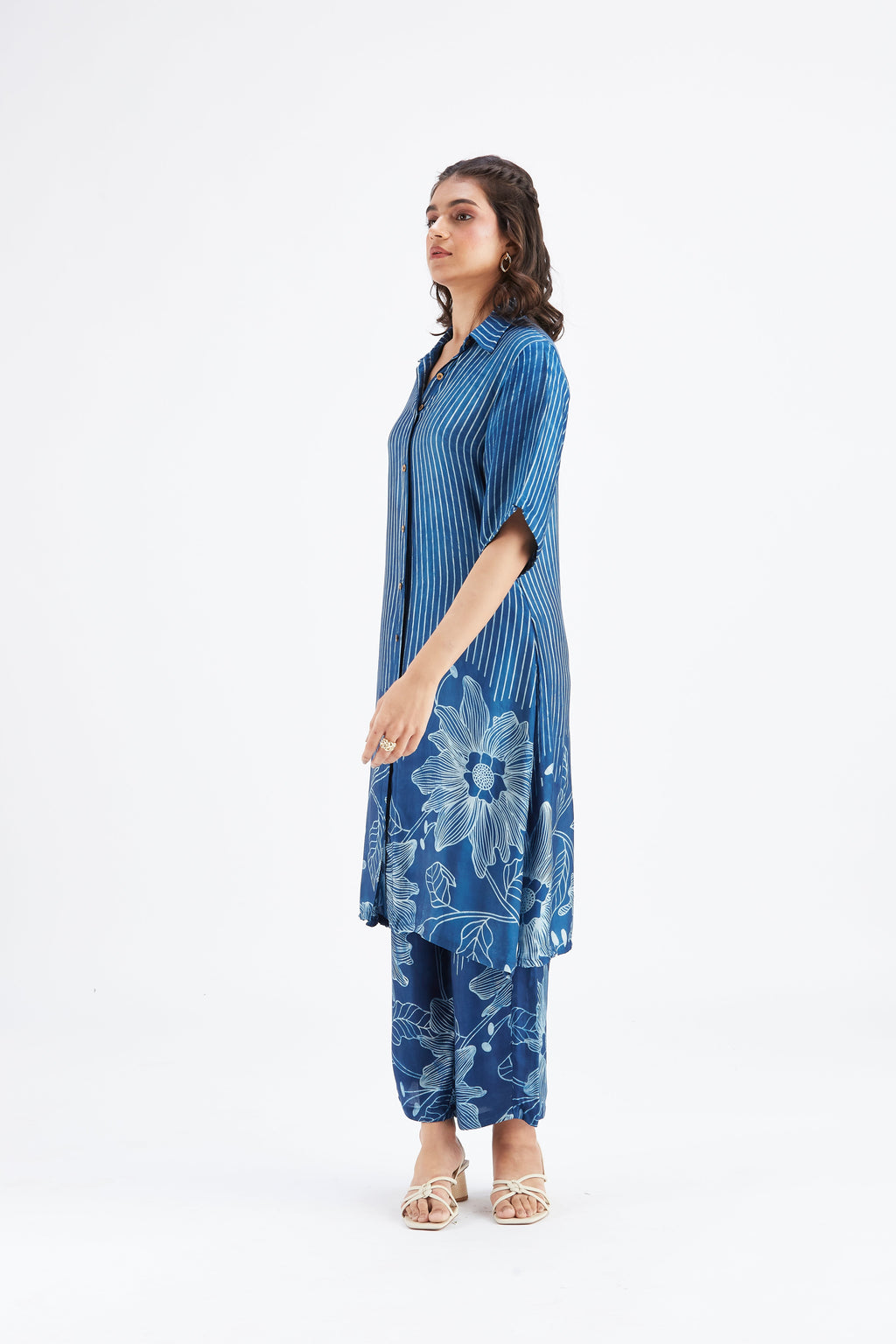 Easha Indigo Floral Printed Modal kurta set at Kamakhyaa by Hasttvam. This item is Ete by Hasttvam, Floral Prints, Fusion Wear, Hand Printed, Indigo, Modal, Womenswear