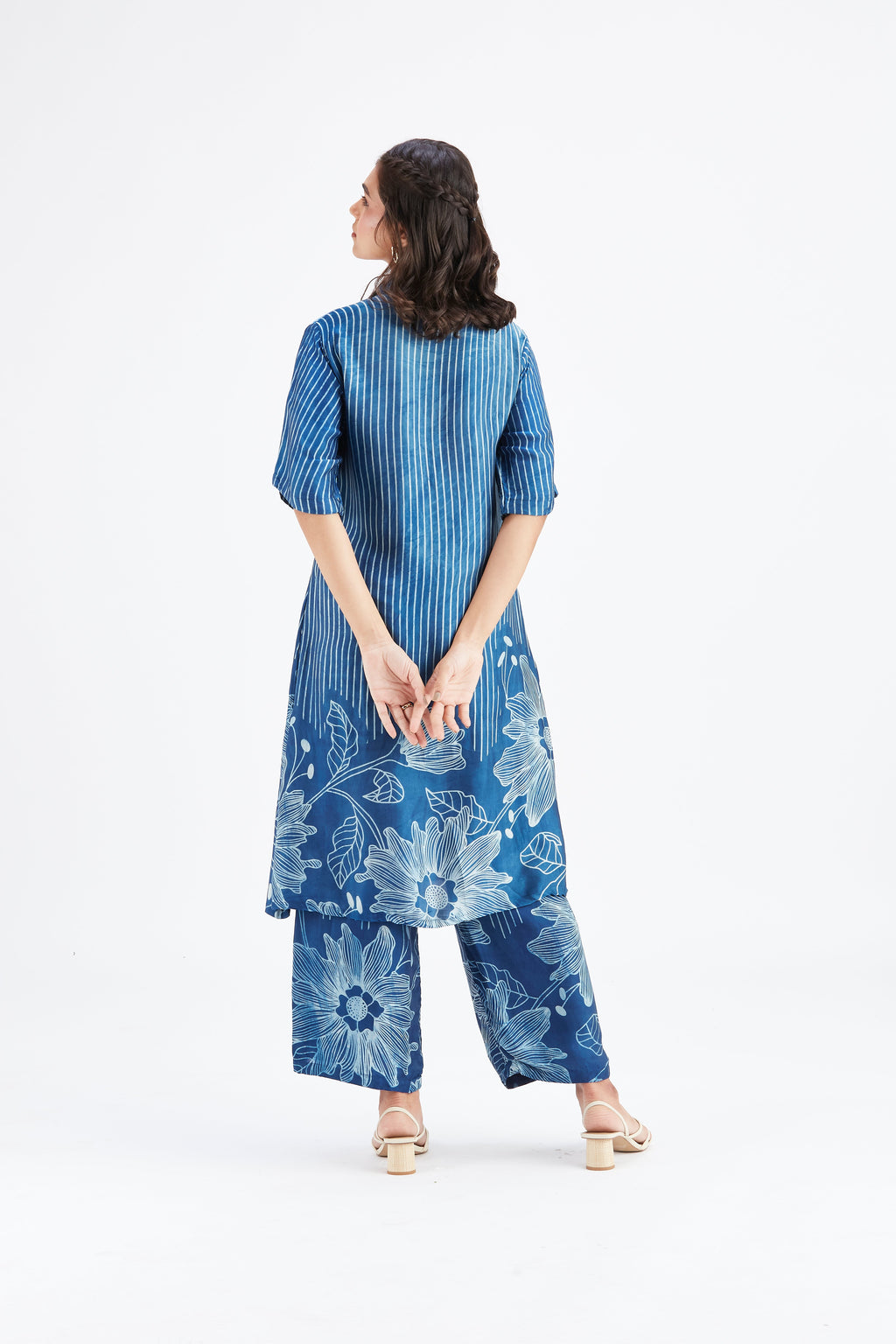 Easha Indigo Floral Printed Modal kurta set at Kamakhyaa by Hasttvam. This item is Ete by Hasttvam, Floral Prints, Fusion Wear, Hand Printed, Indigo, Modal, Womenswear