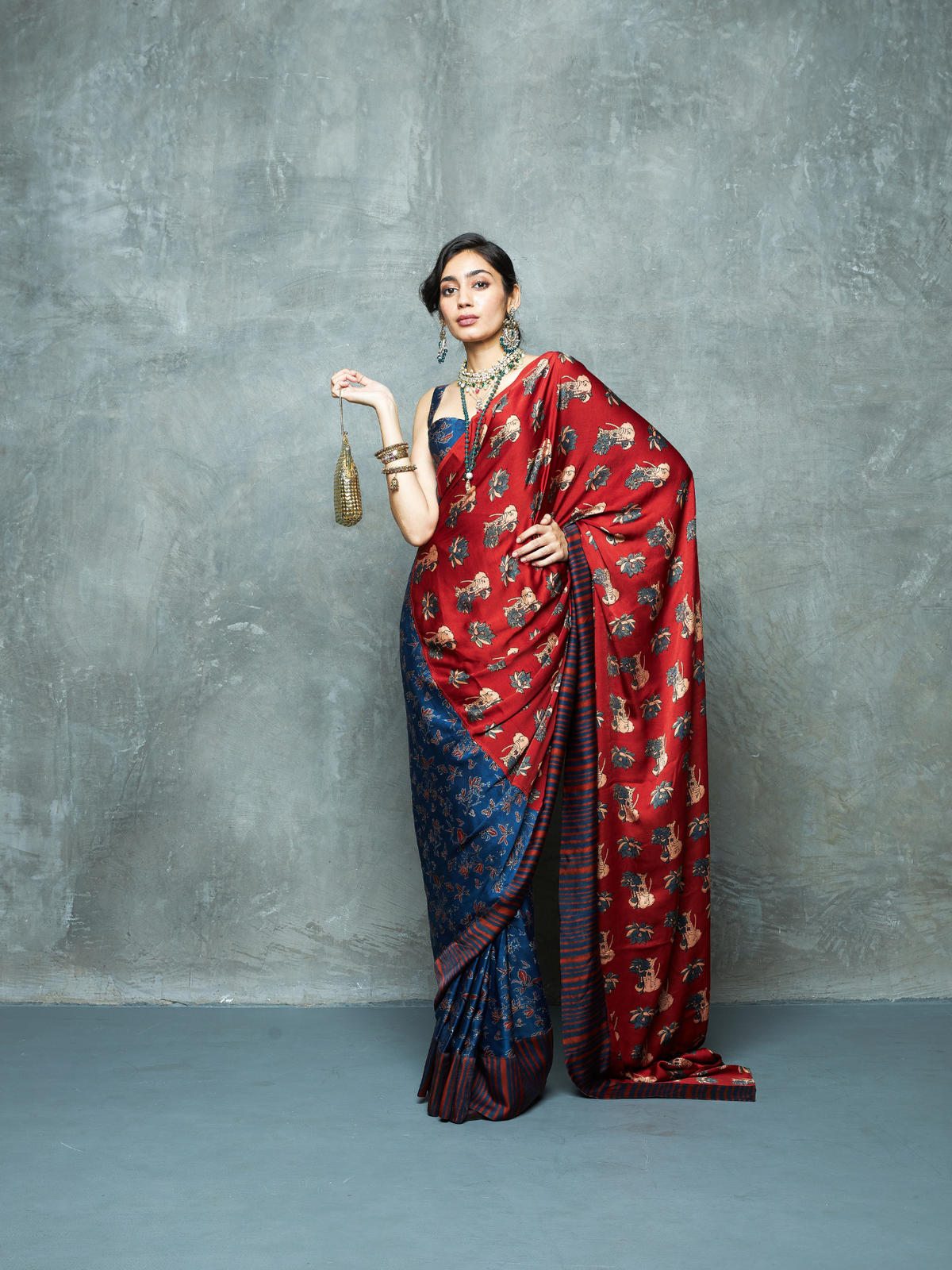 Eden Saree at Kamakhyaa by Anushé Pirani. This item is Bloom After Dark by Anushe Pirani, Midnight Blueprint, Saree, Womenswear