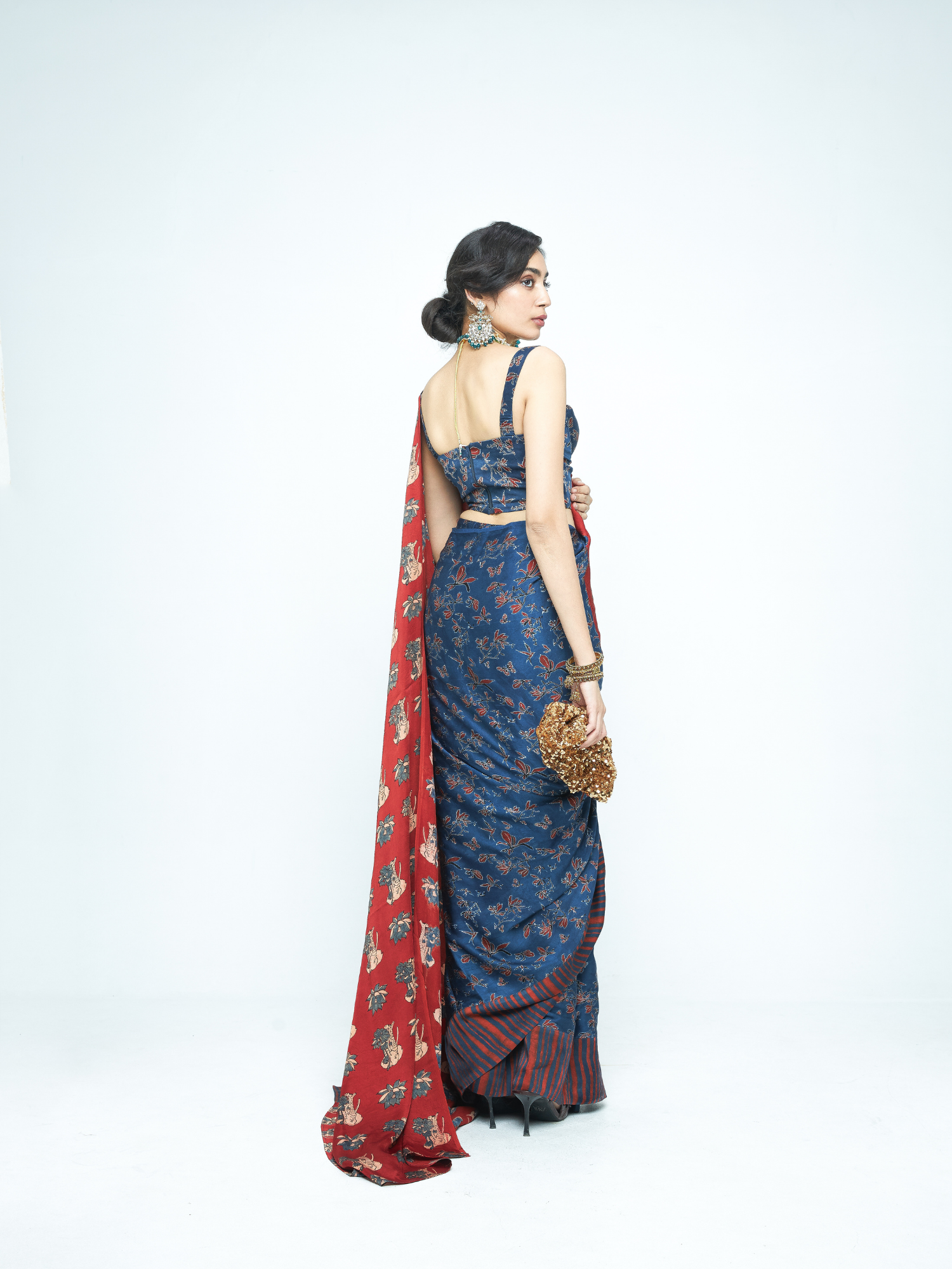 Eden Saree at Kamakhyaa by Anushé Pirani. This item is Bloom After Dark by Anushe Pirani, Midnight Blueprint, Saree, Womenswear