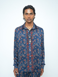 Eden Shirt at Kamakhyaa by Anushé Pirani. This item is Bloom After Dark by Anushe Pirani, Menswear, Midnight Blueprint, T-Shirts & Shirts, Tops & Shirts, Under $50