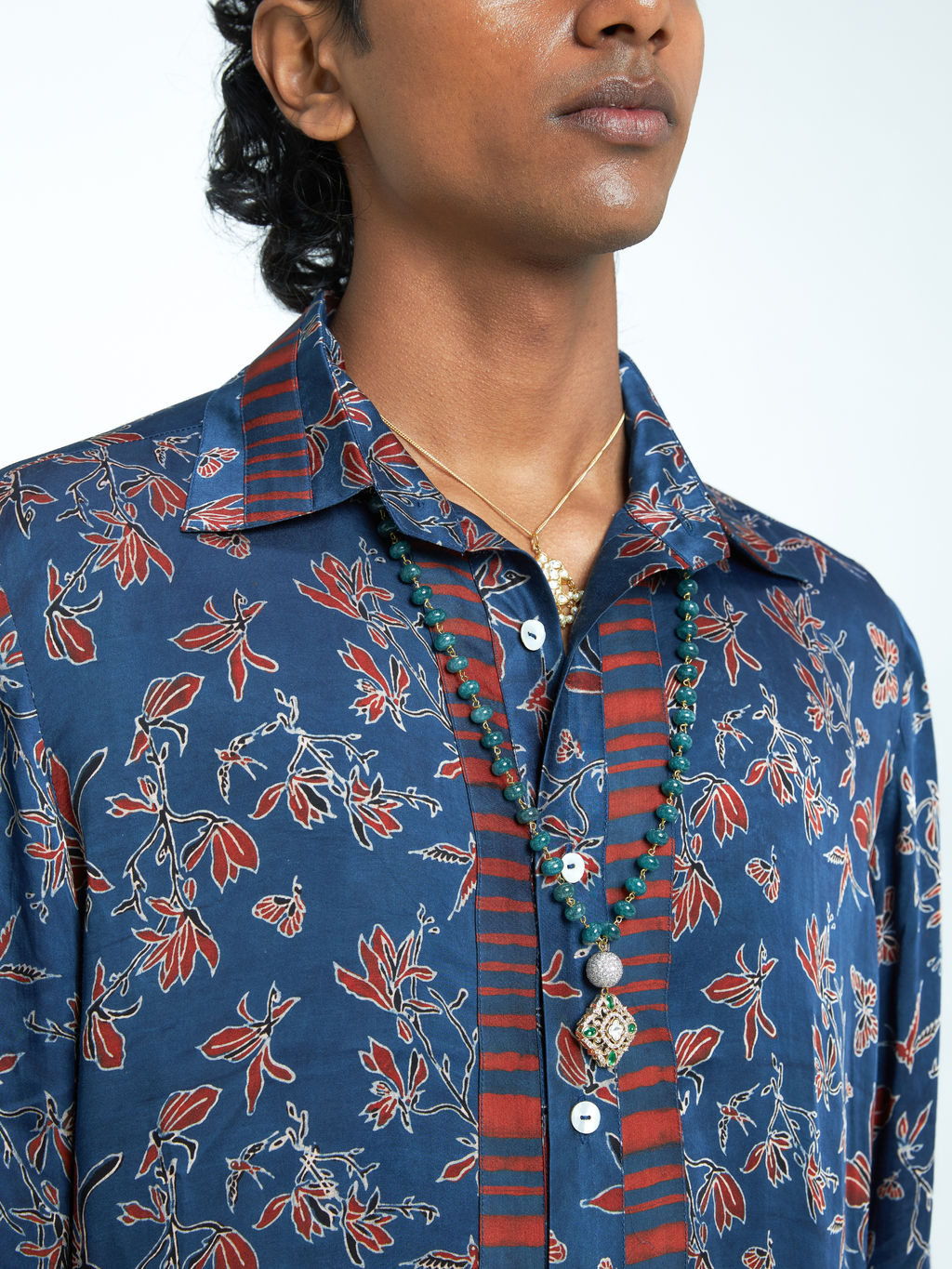 Eden Shirt at Kamakhyaa by Anushé Pirani. This item is Bloom After Dark by Anushe Pirani, Menswear, Midnight Blueprint, T-Shirts & Shirts, Tops & Shirts, Under $50