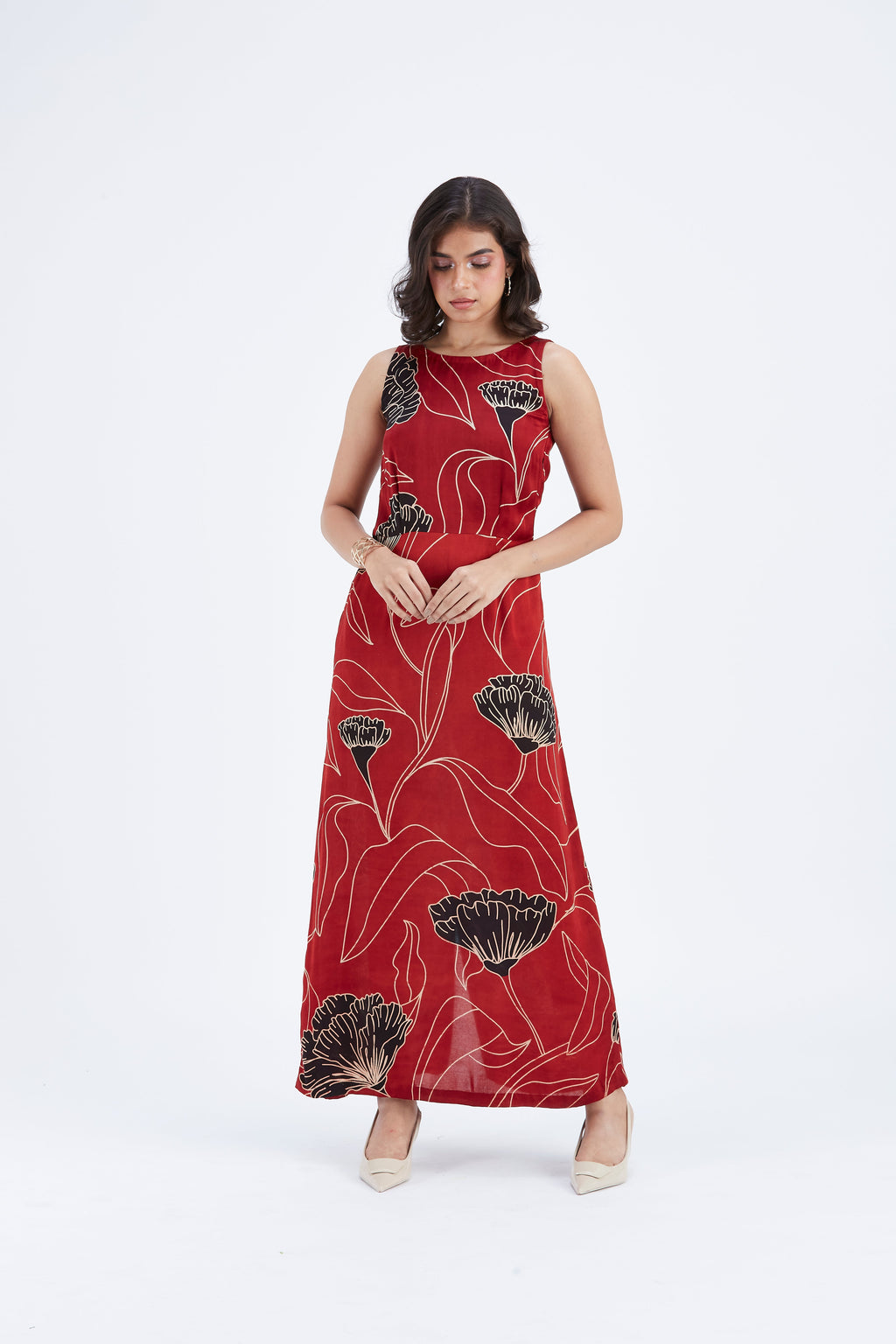 Elara Floral Hand Printed Cotton Dress at Kamakhyaa by Hasttvam. This item is Cotton, Ete by Hasttvam, Floral Prints, Fusion Wear, Hand Printed, Womenswear