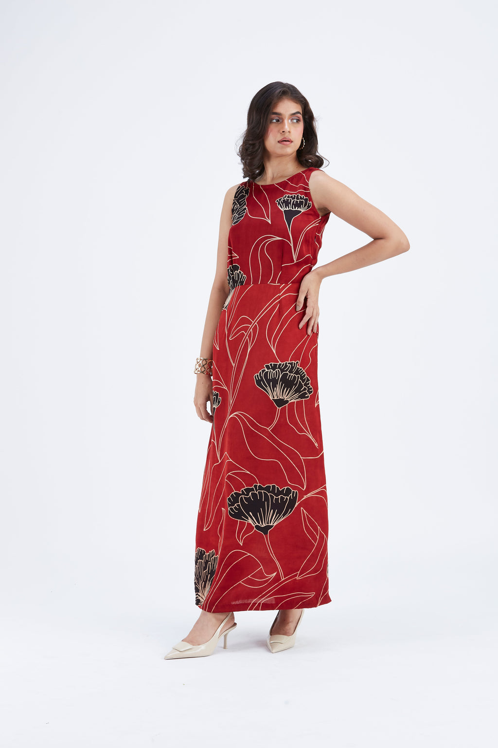 Elara Floral Hand Printed Cotton Dress at Kamakhyaa by Hasttvam. This item is Cotton, Ete by Hasttvam, Floral Prints, Fusion Wear, Hand Printed, Womenswear