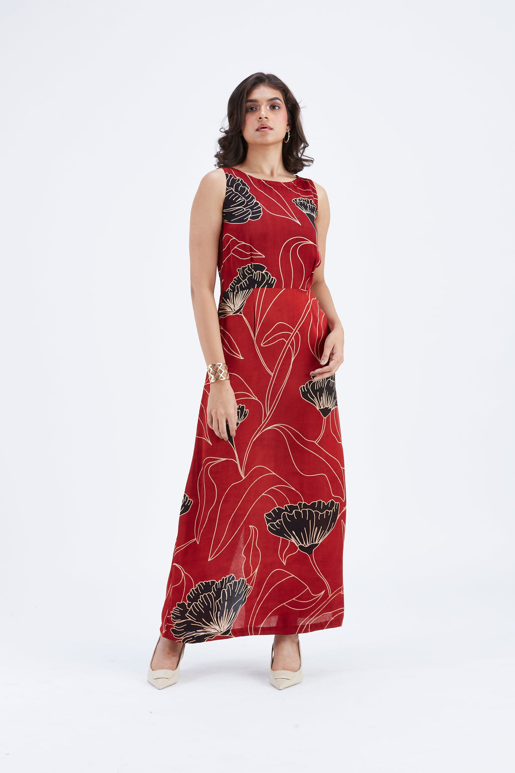 Elara Floral Hand Printed Cotton Dress at Kamakhyaa by Hasttvam. This item is Cotton, Ete by Hasttvam, Floral Prints, Fusion Wear, Hand Printed, Womenswear