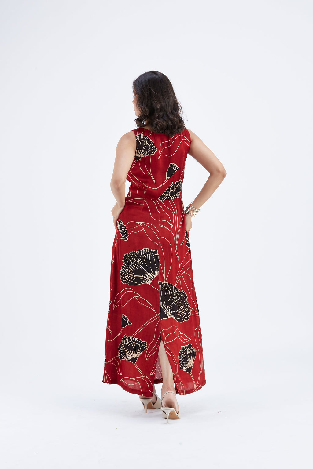 Elara Floral Hand Printed Cotton Dress at Kamakhyaa by Hasttvam. This item is Cotton, Ete by Hasttvam, Floral Prints, Fusion Wear, Hand Printed, Womenswear