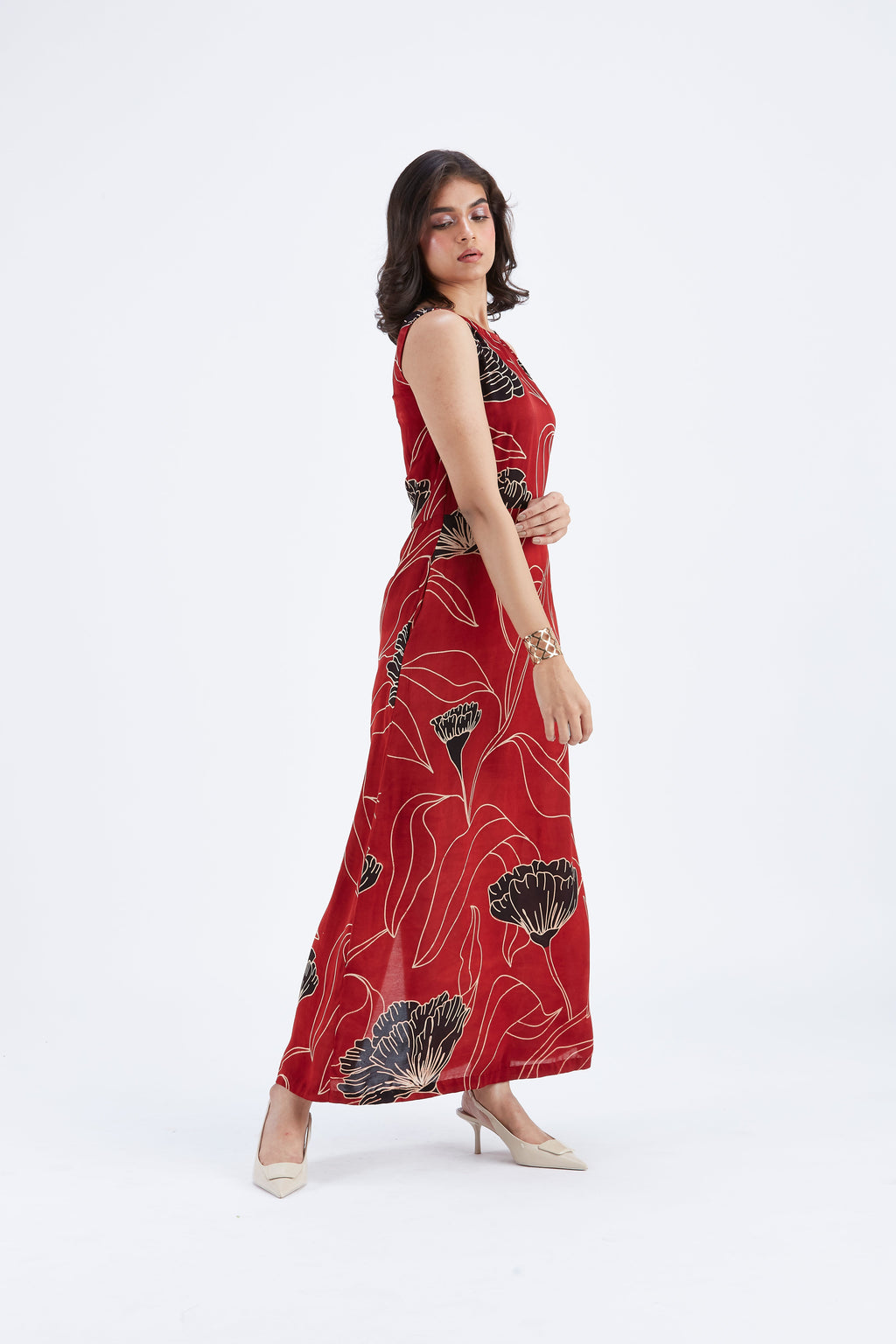 Elara Floral Hand Printed Cotton Dress at Kamakhyaa by Hasttvam. This item is Cotton, Ete by Hasttvam, Floral Prints, Fusion Wear, Hand Printed, Womenswear