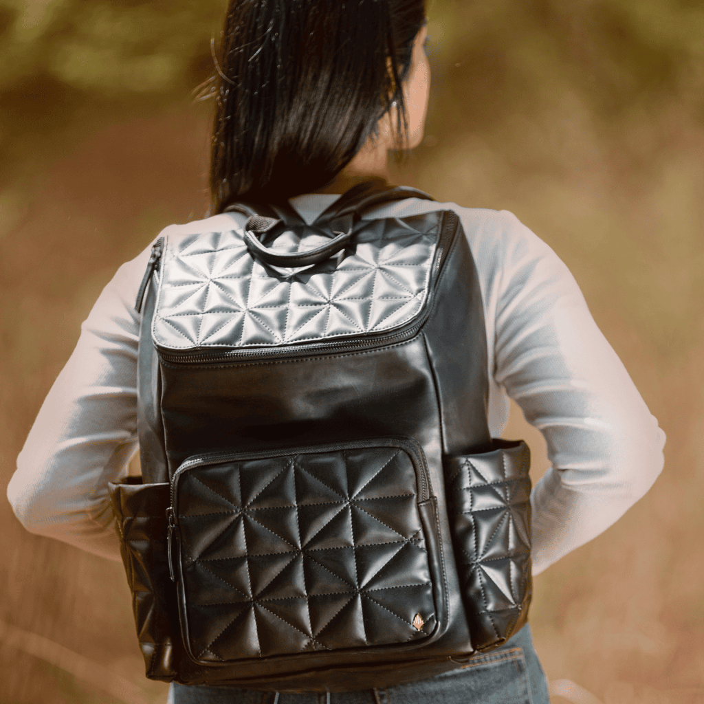 Elm Black Vegan Leather Backpack at Kamakhyaa by Green Hermitage. This item is A Walk in the Forest by Green Hermitage, Bagpacks, Banana Leather, Black, Under $50