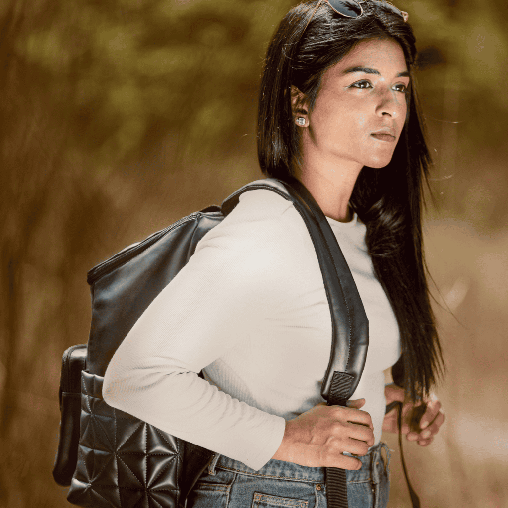 Elm Black Vegan Leather Backpack at Kamakhyaa by Green Hermitage. This item is A Walk in the Forest by Green Hermitage, Bagpacks, Banana Leather, Black, Under $50