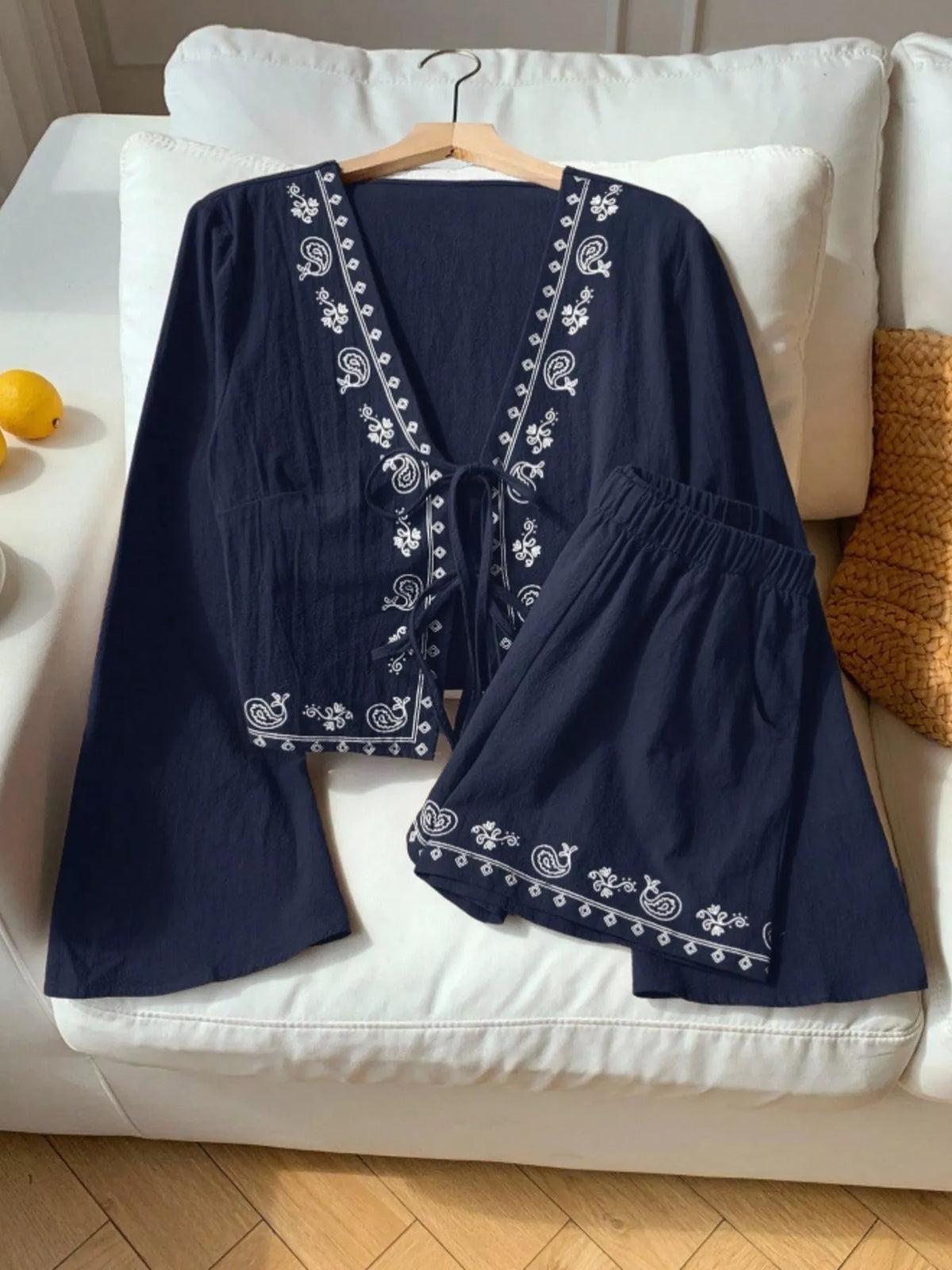 Embroidered Tie-Front Top & Shorts Set at kamakhyaa.com by Trendsi. This item is Glorious Joy, Ship From Overseas, Under $50