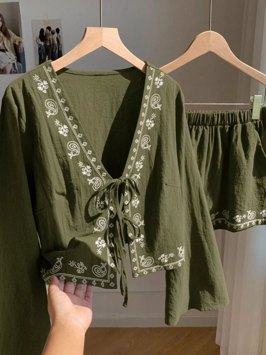 Embroidered Tie-Front Top & Shorts Set at kamakhyaa.com by Trendsi. This item is Glorious Joy, Ship From Overseas, Under $50