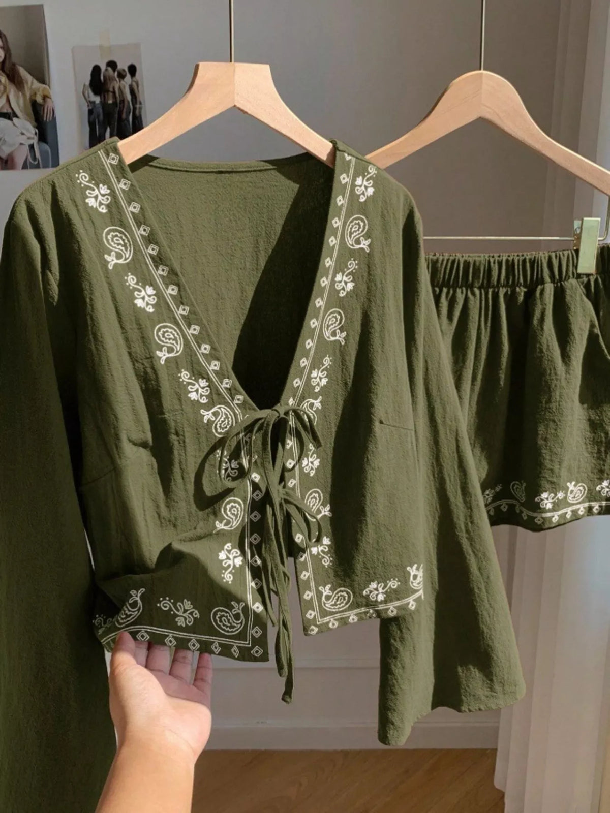 Embroidered Tie-Front Top & Shorts Set at kamakhyaa.com by Trendsi. This item is Glorious Joy, Ship From Overseas, Under $50