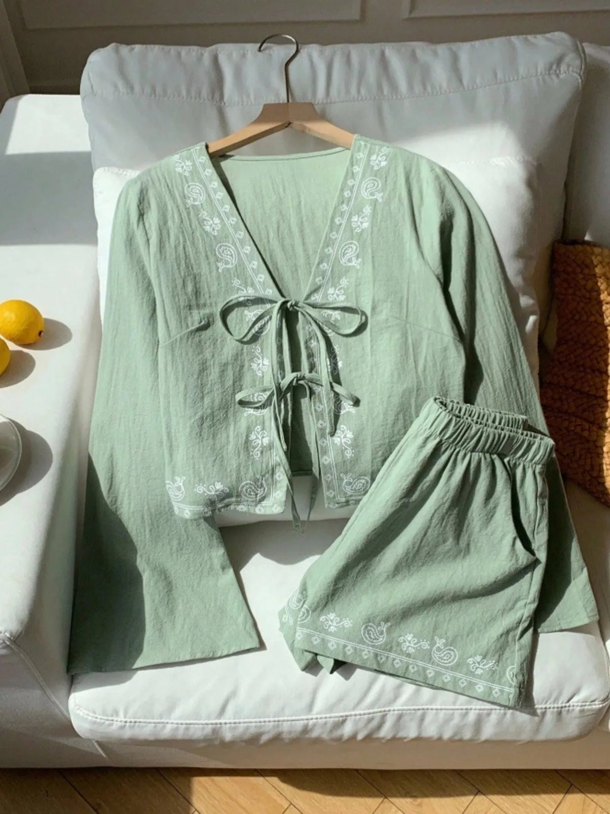 Embroidered Tie-Front Top & Shorts Set at kamakhyaa.com by Trendsi. This item is Glorious Joy, Ship From Overseas, Under $50