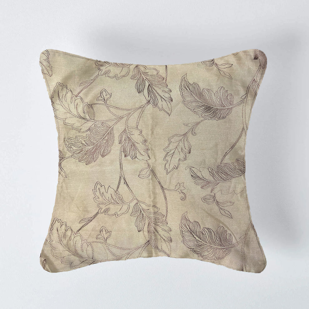 Enchanted Leaf Cushion Cover Sets at Kamakhyaa by Aetherea. This item is Beige, Cotton, Cushion covers, Made from Natural Materials, Sheer, Upcycled