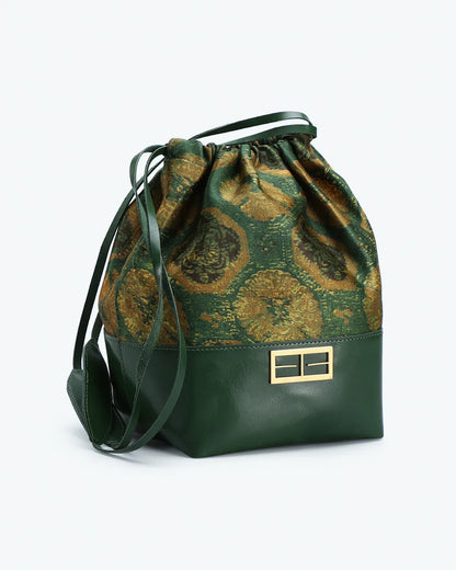 Evening Wear Pouch Bag at Kamakhyaa by The Indian Trunk. This item is Artisan Made, Block Prints, Chanderi, Evening Wear, Free Size, Green, leather, Pouches