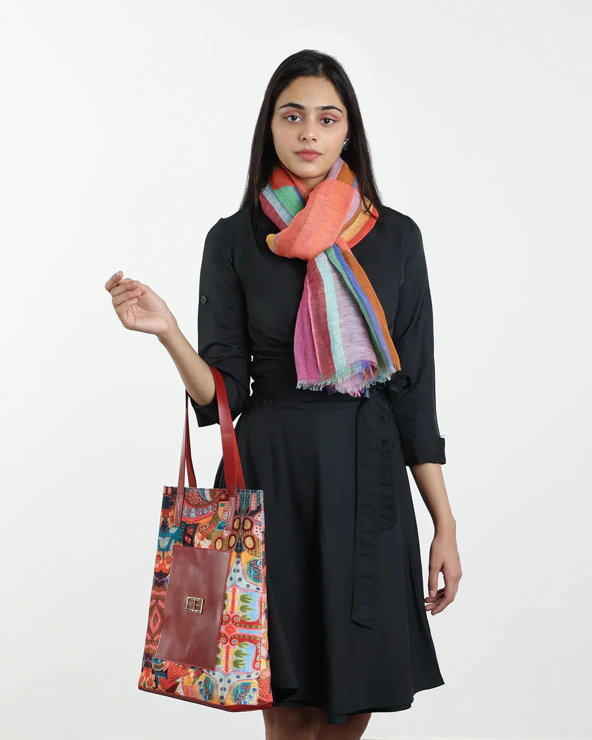 Evening Wear Tote Bag at Kamakhyaa by The Indian Trunk. This item is Abstract Prints, Artisan Made, Evening Wear, Free Size, leather, Multicolor, Tote Bags, Velvet velour