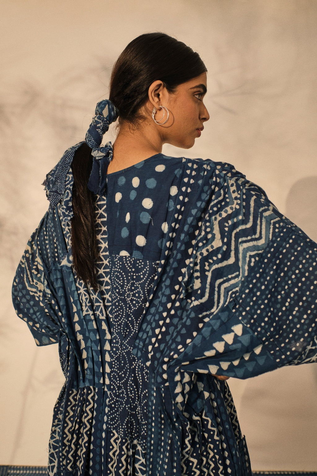 Evening Wear kaftan Dress at Kamakhyaa by Akashii Clothing. This item is 100% Blue Indigo Cotton, Bagru Prints, Blue, Evening Wear, handmade, Kaftan Dresses, Neeli by Akashi Clothing, Organic, Relaxed Fit