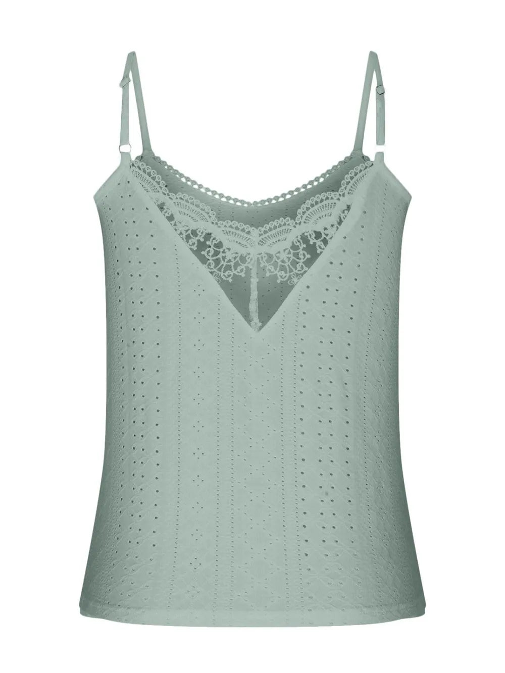 Eyelet Lace Detail V-Neck Cami at kamakhyaa.com by Trendsi. This item is Ship From Overseas, Under $100, W.L.S