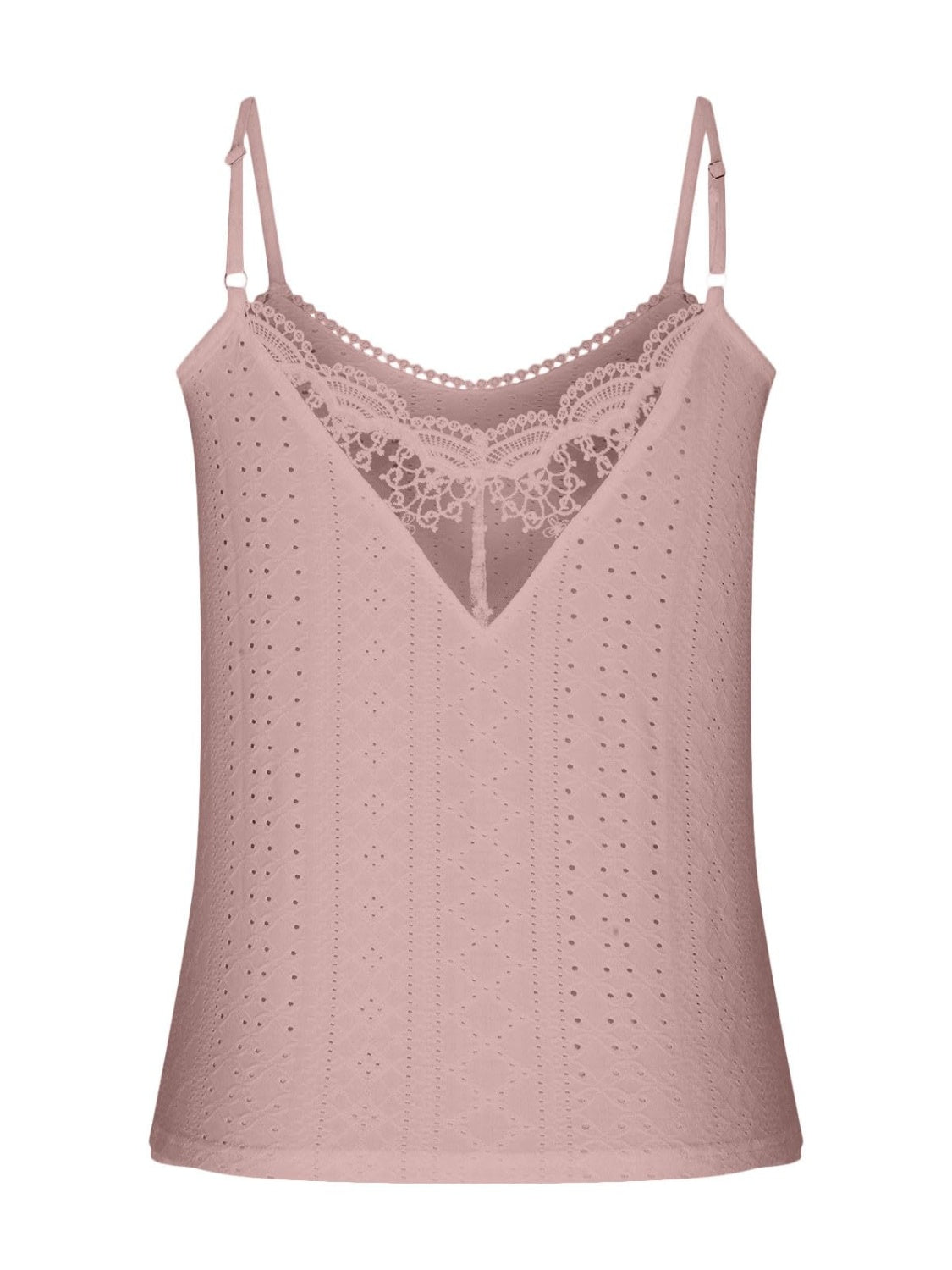 Eyelet Lace Detail V-Neck Cami at Kamakhyaa by Trendsi. This item is Ship From Overseas, Trendsi, W.L.S