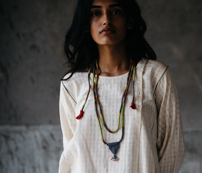 Fabric Layered Necklace at Kamakhyaa by Araayeh. This item is Beads, Fabric and Beads, Necklaces, Upcycled