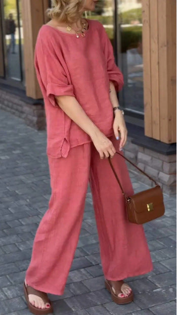 Fashionable American cotton and linen long-sleeved pants women's suit at kamakhyaa.com by kamakhyaa.com. This item is Under $50