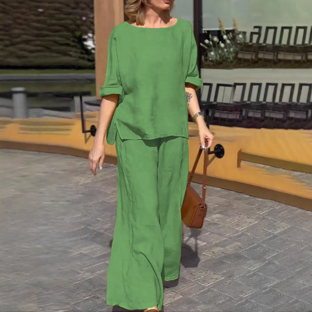 Fashionable American cotton and linen long-sleeved pants women's suit at kamakhyaa.com by kamakhyaa.com. This item is Under $50