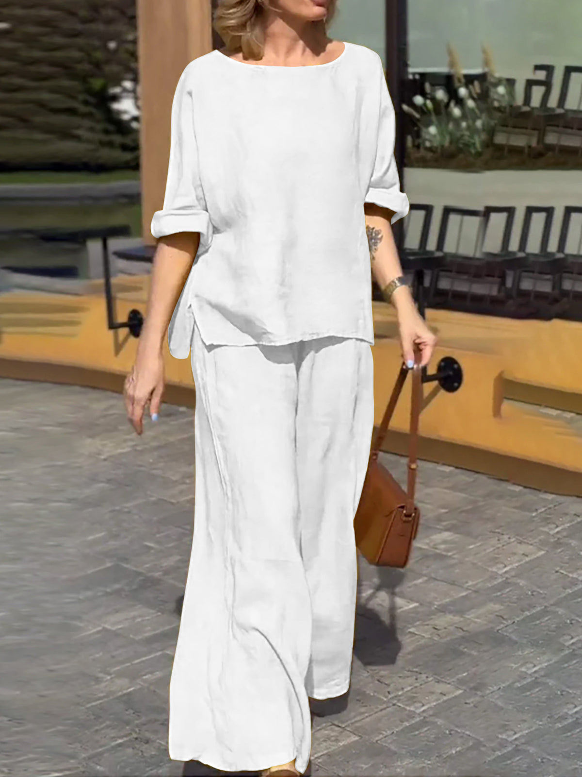 Fashionable American cotton and linen long-sleeved pants women's suit at kamakhyaa.com by kamakhyaa.com. This item is Under $50