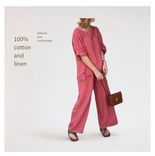 Fashionable American cotton and linen long-sleeved pants women's suit at kamakhyaa.com by kamakhyaa.com. This item is Under $50